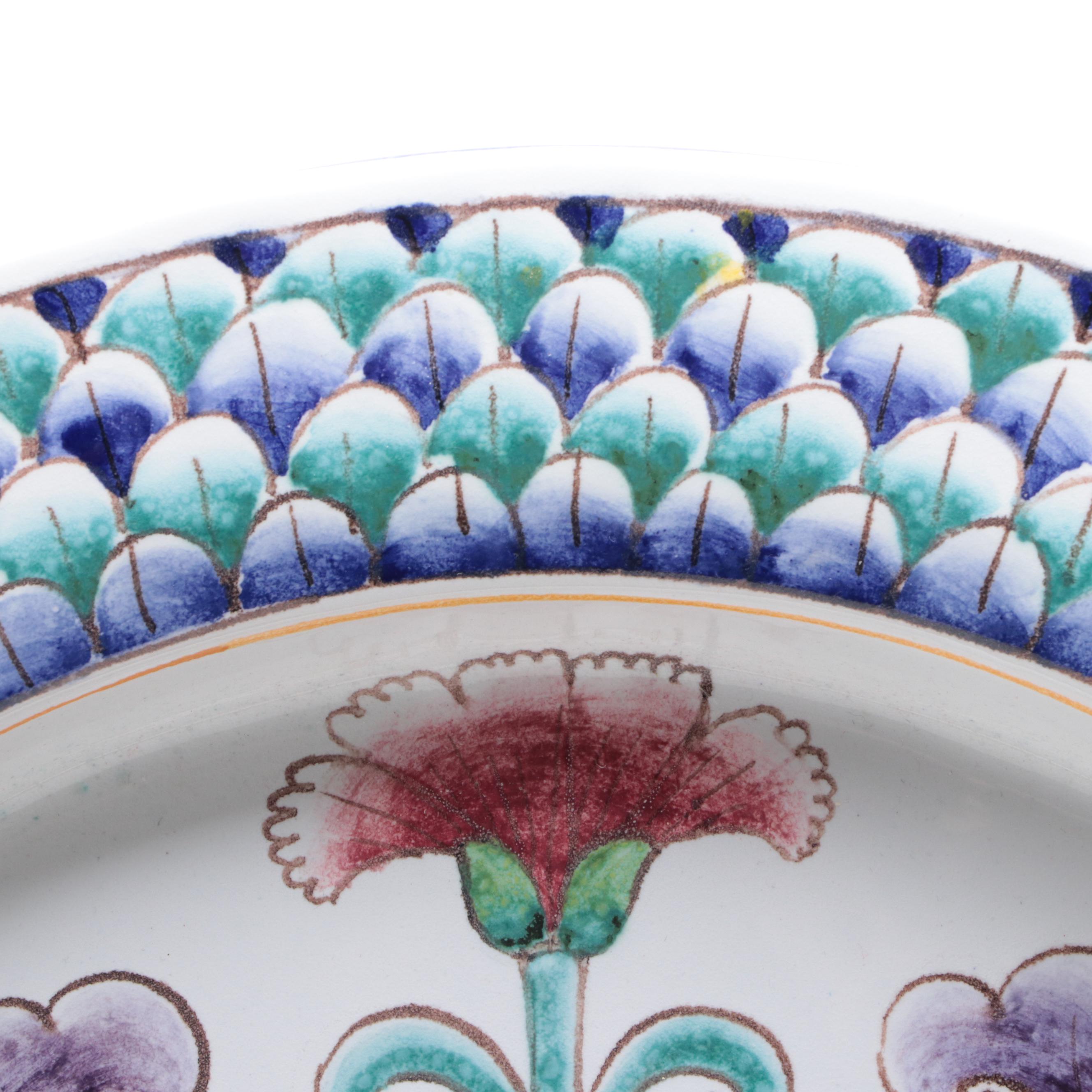 Baudiuelli Italian Earthenware Decorative Charger with Stand