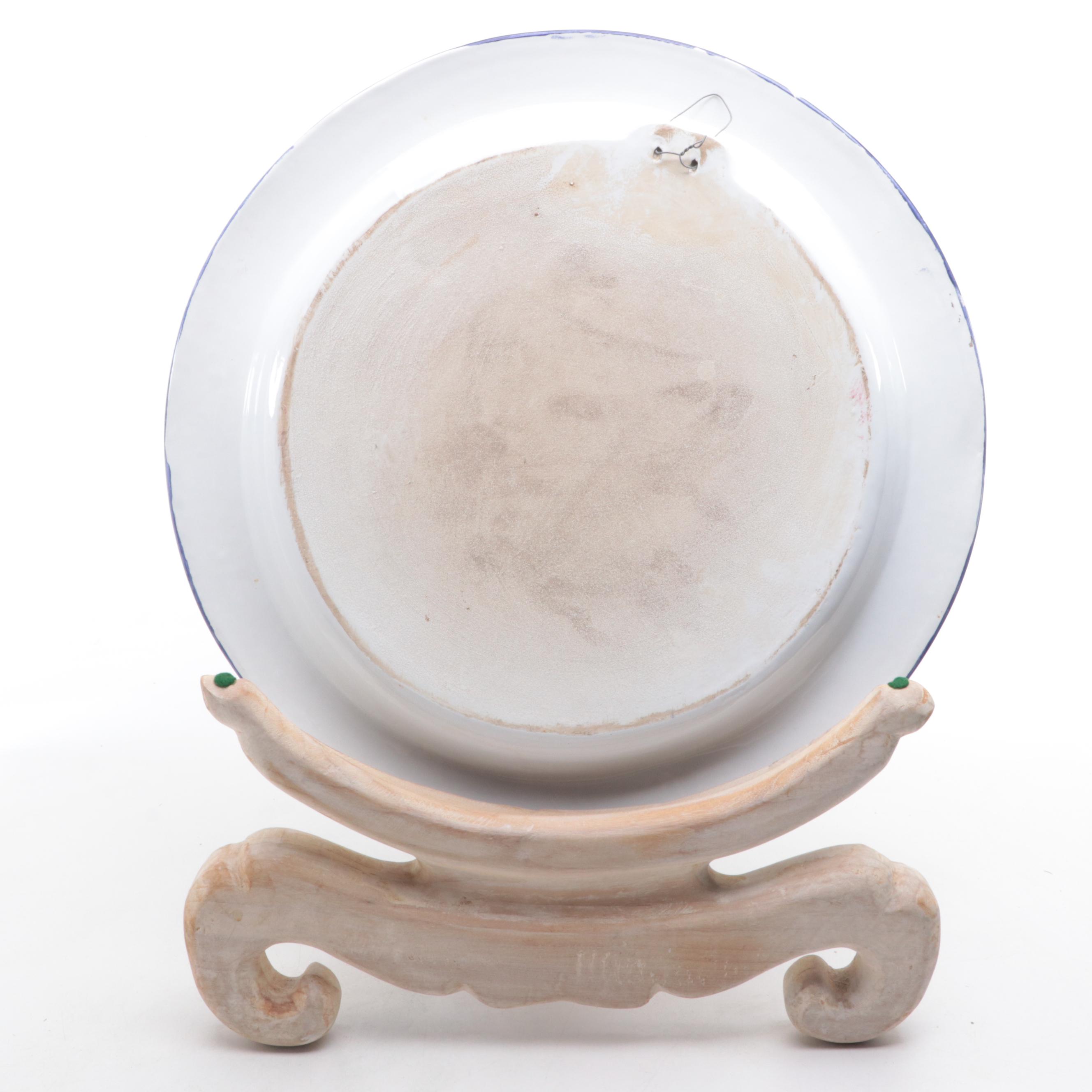 Baudiuelli Italian Earthenware Decorative Charger with Stand