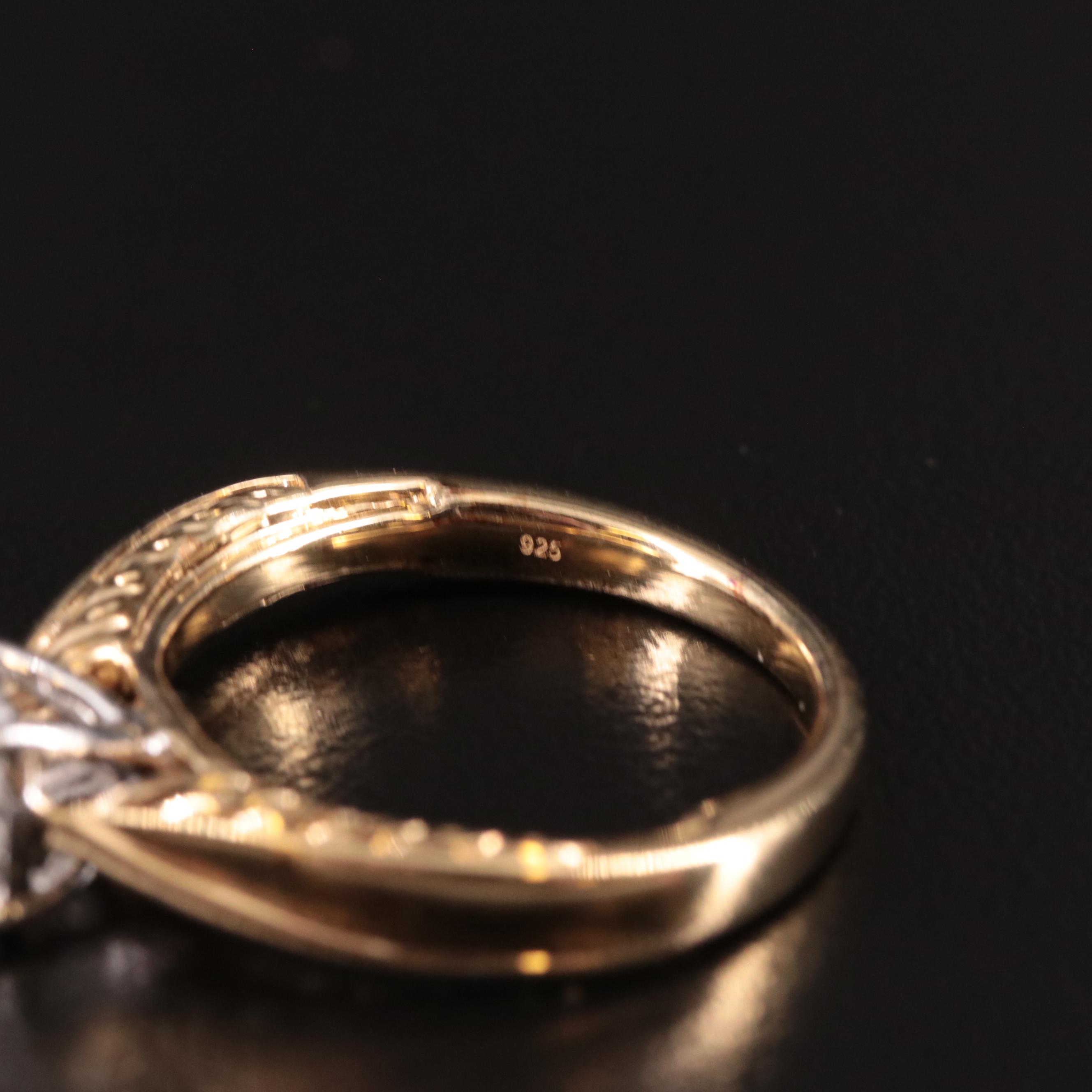 Sterling Diamond Ring and Contour Band