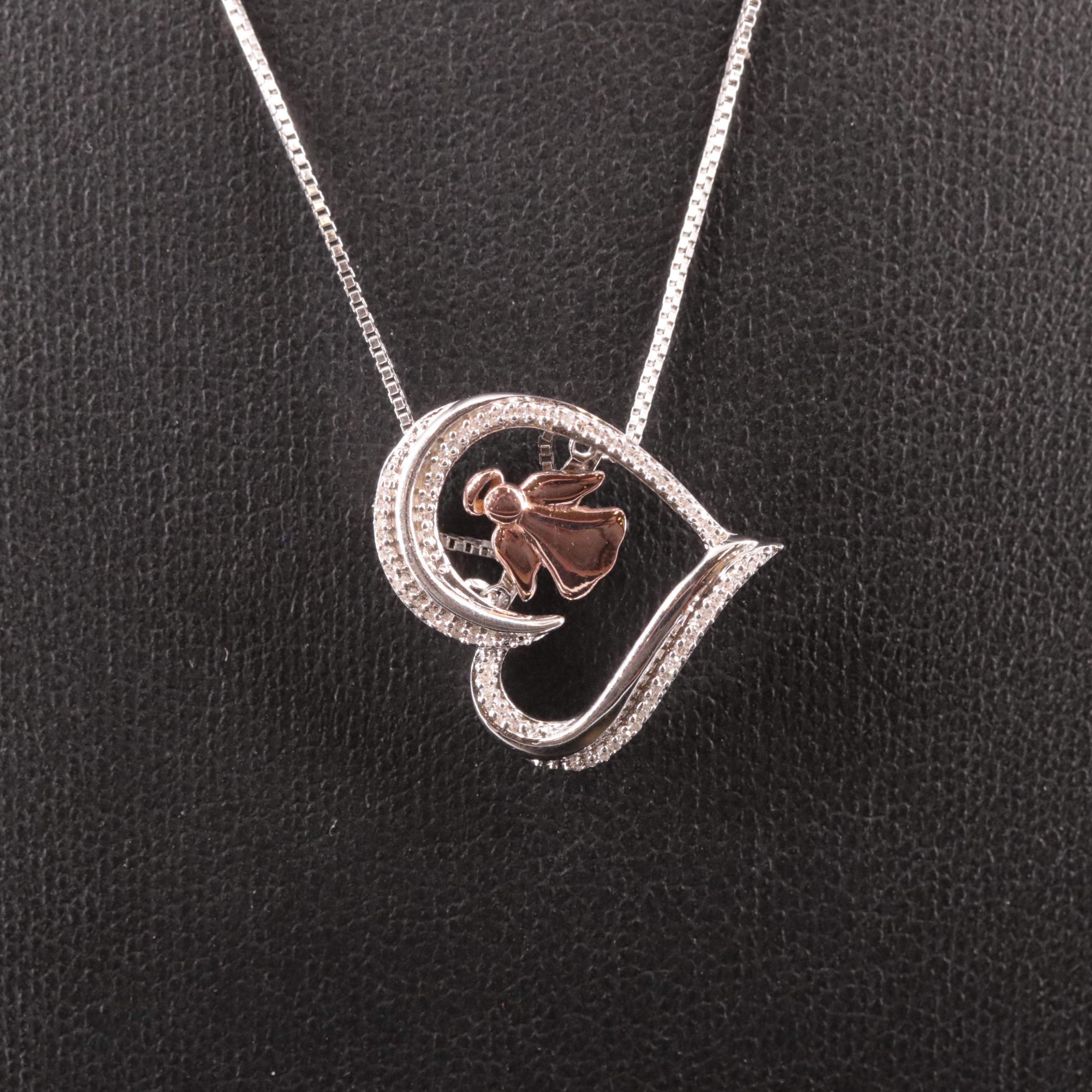 Sterling Diamond Heart Pendant Necklace