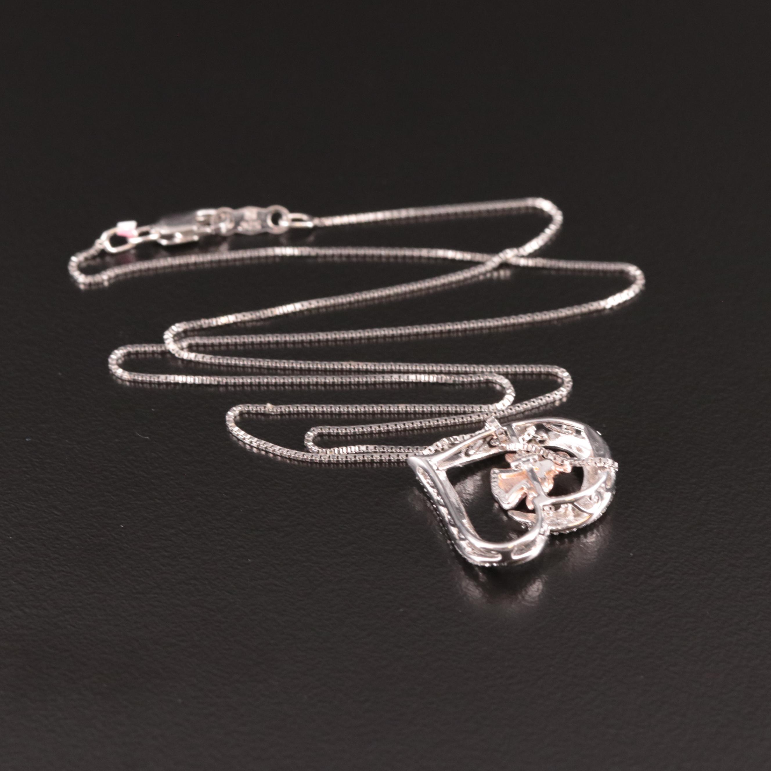 Sterling Diamond Heart Pendant Necklace