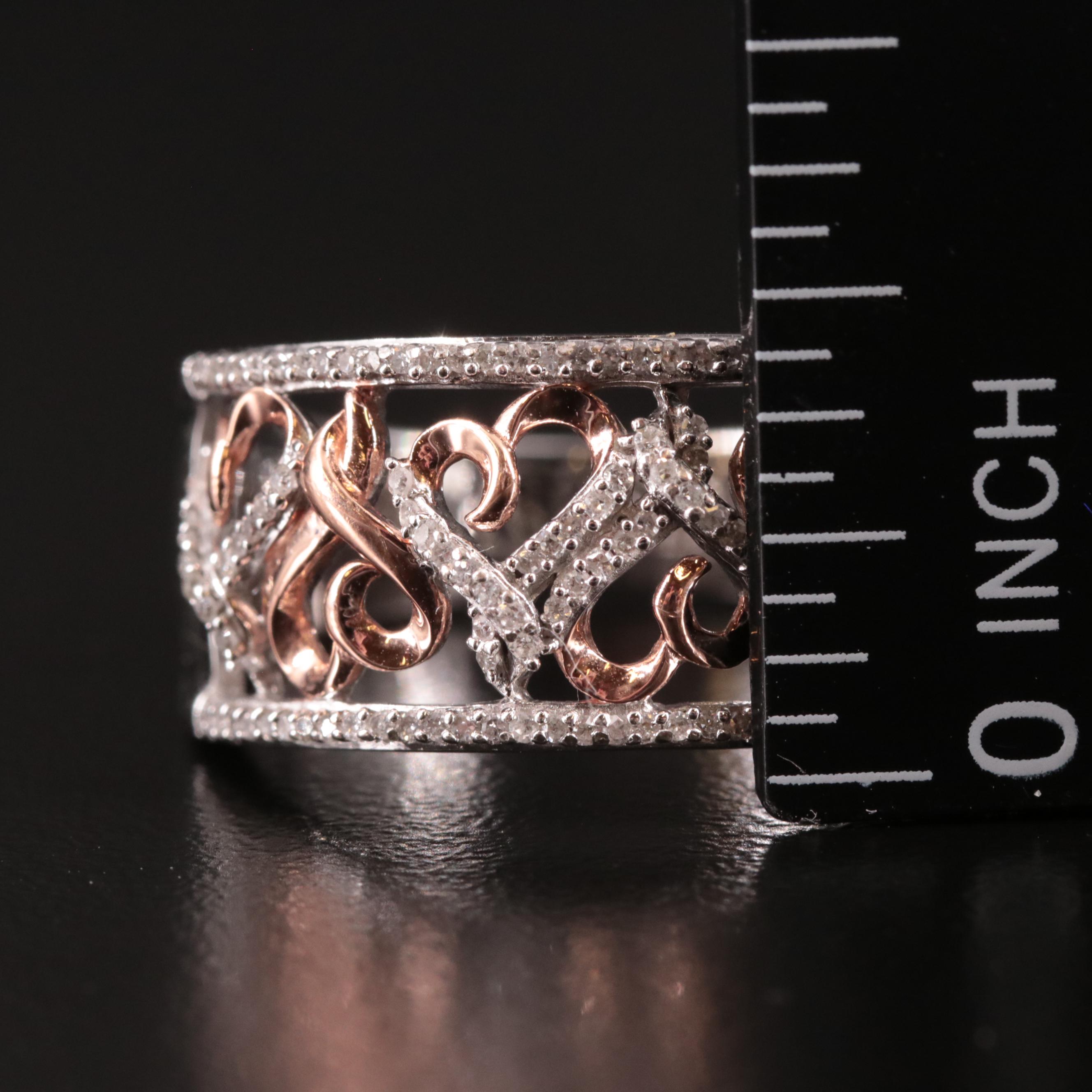 Sterling Diamond Tapered Scrollwork Band