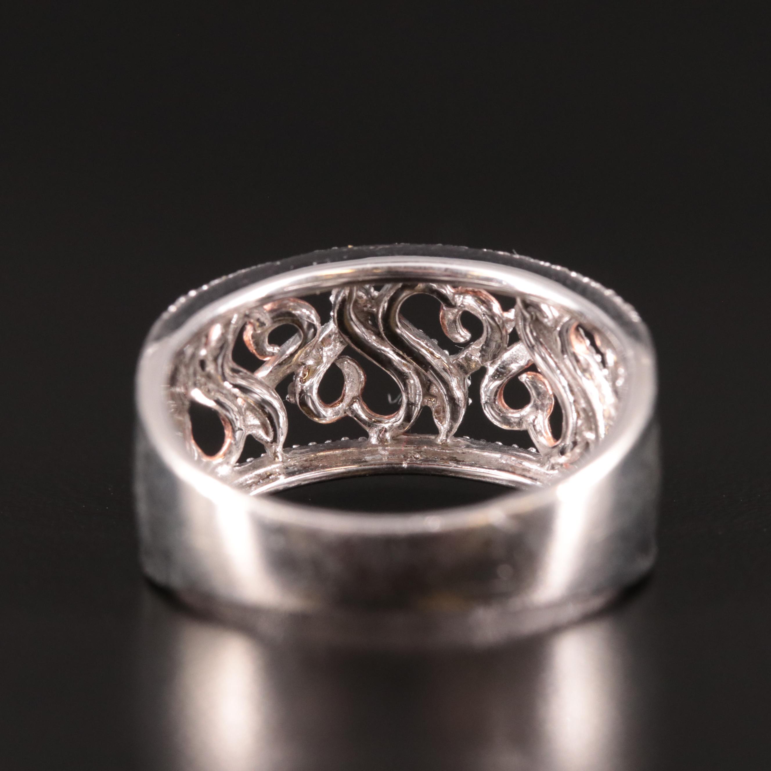 Sterling Diamond Tapered Scrollwork Band