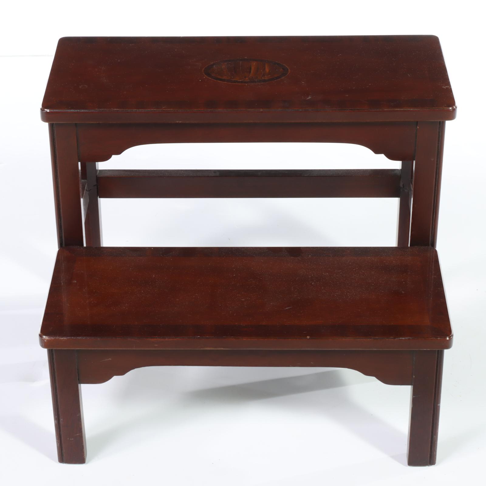 Set of Councill Craftsmen Federal Style Mahogany and Marquetry Bed Steps