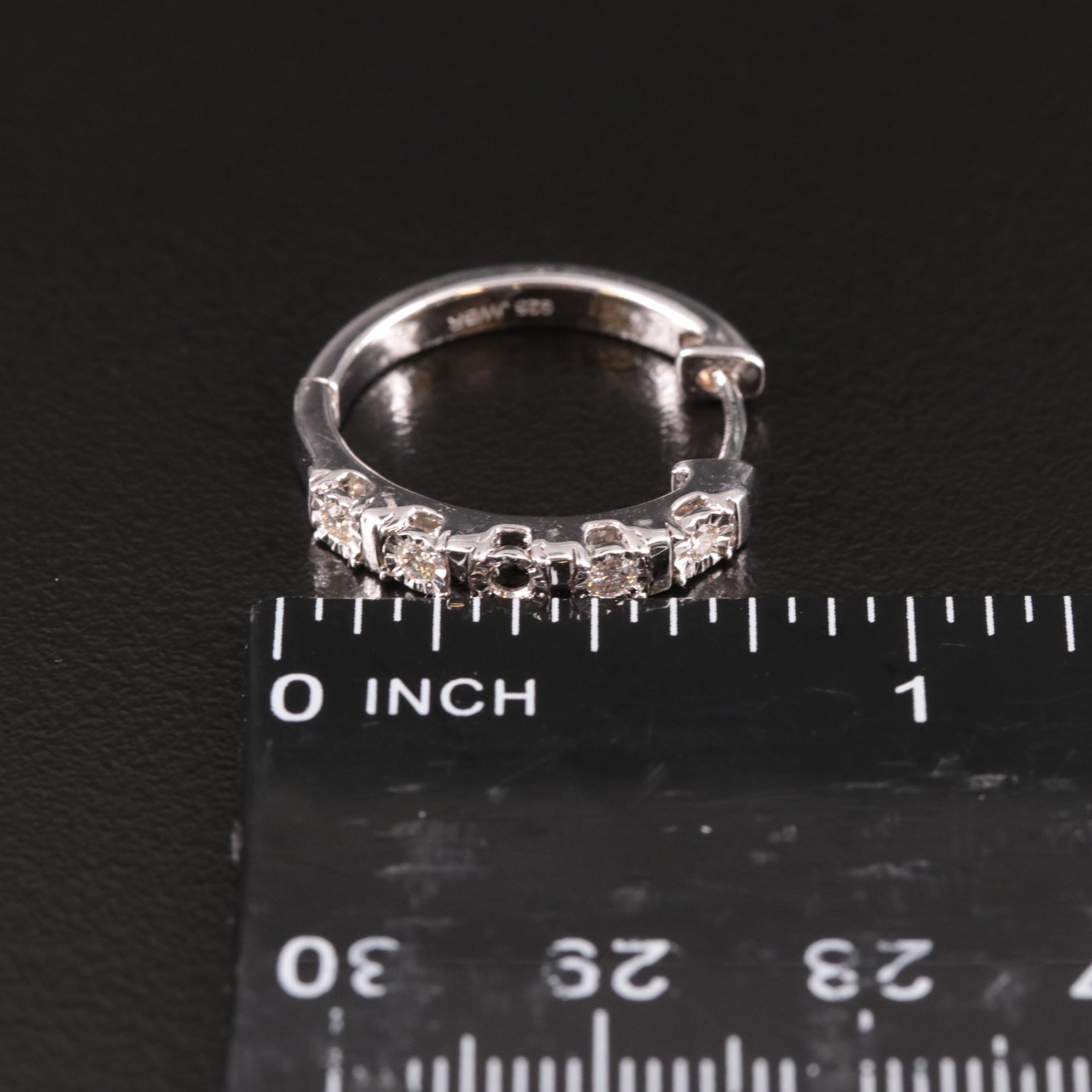 Sterling Diamond Hoop Earrings