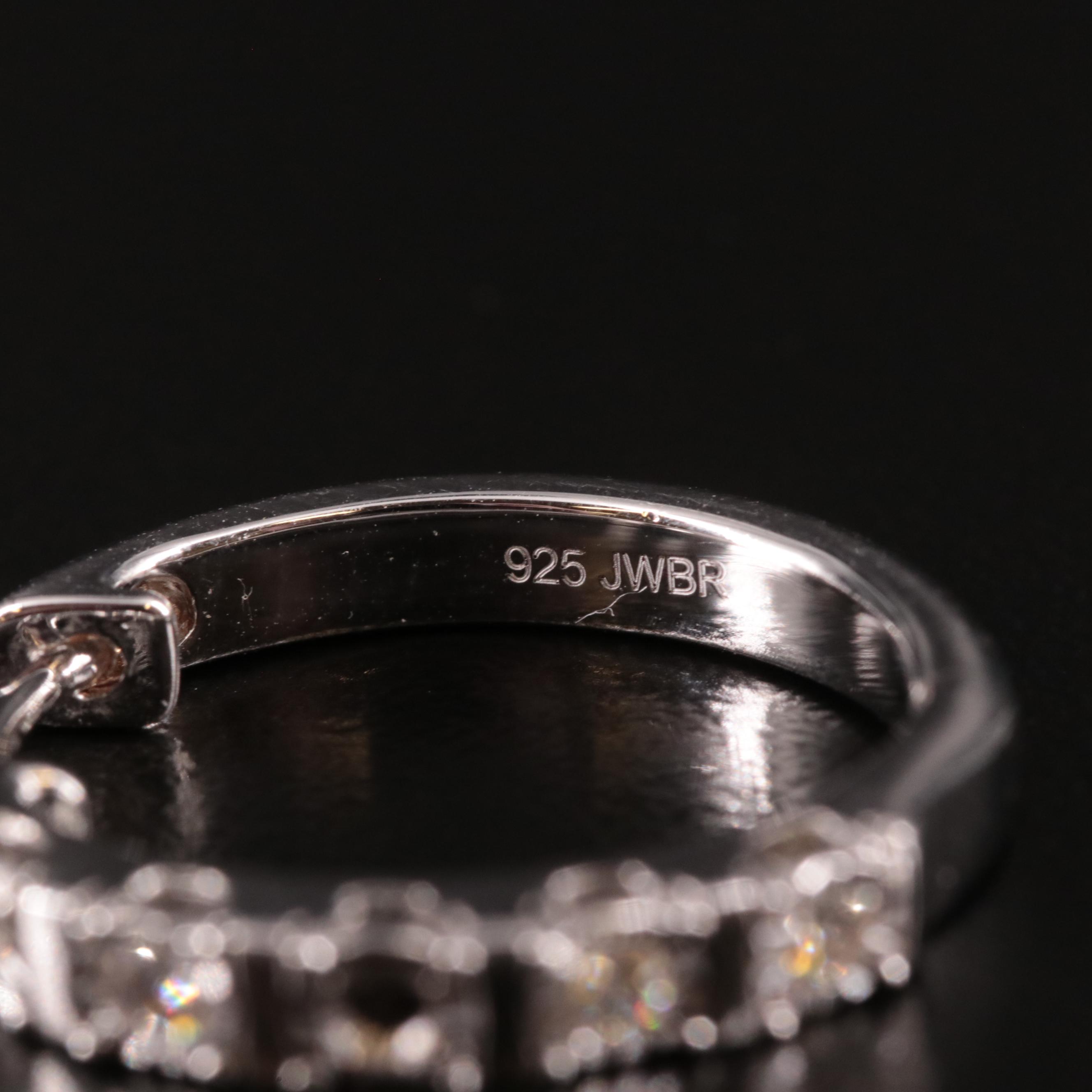 Sterling Diamond Hoop Earrings