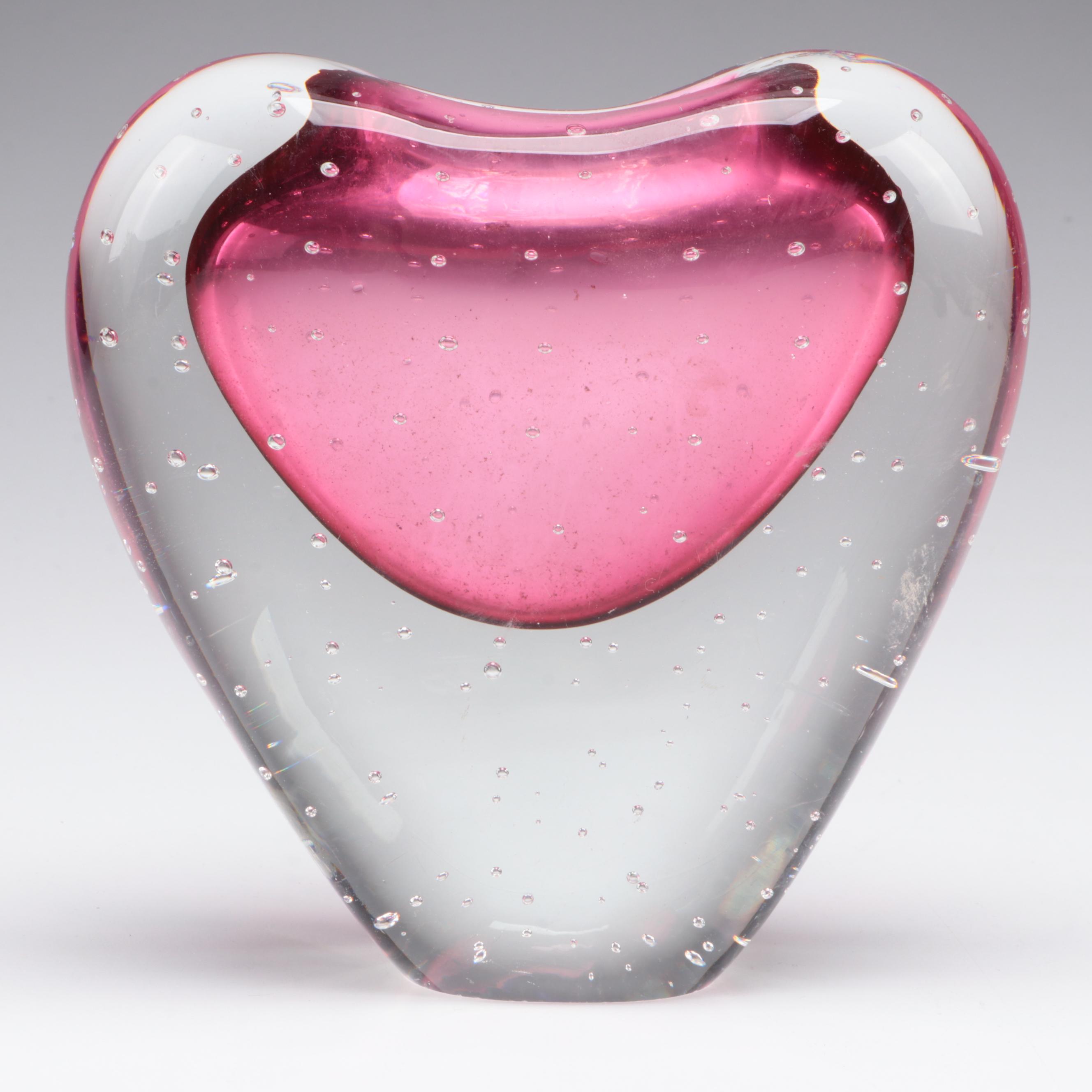 Glass Controlled Bubble Vase with Blown Glass Paperweights