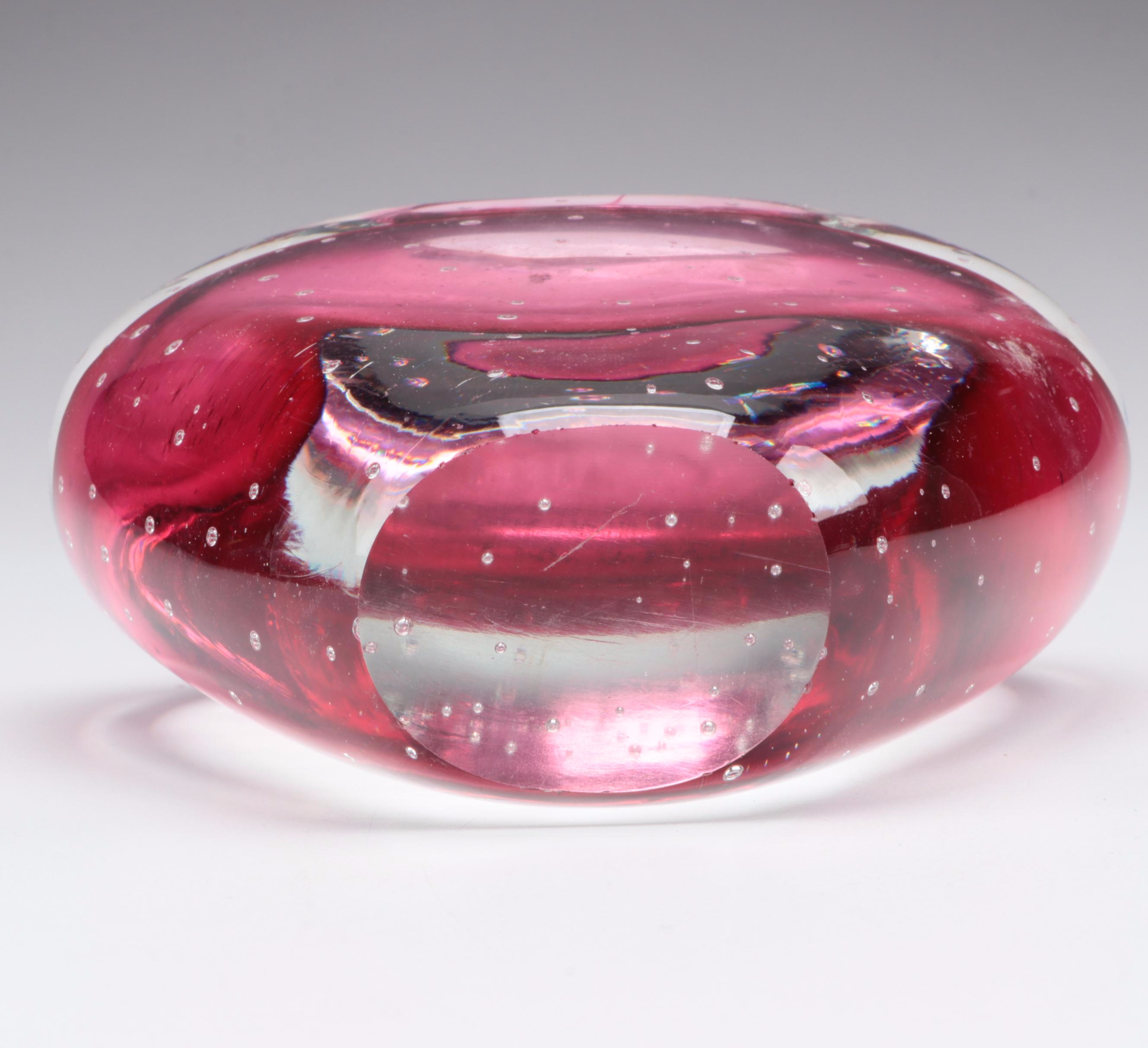 Glass Controlled Bubble Vase with Blown Glass Paperweights