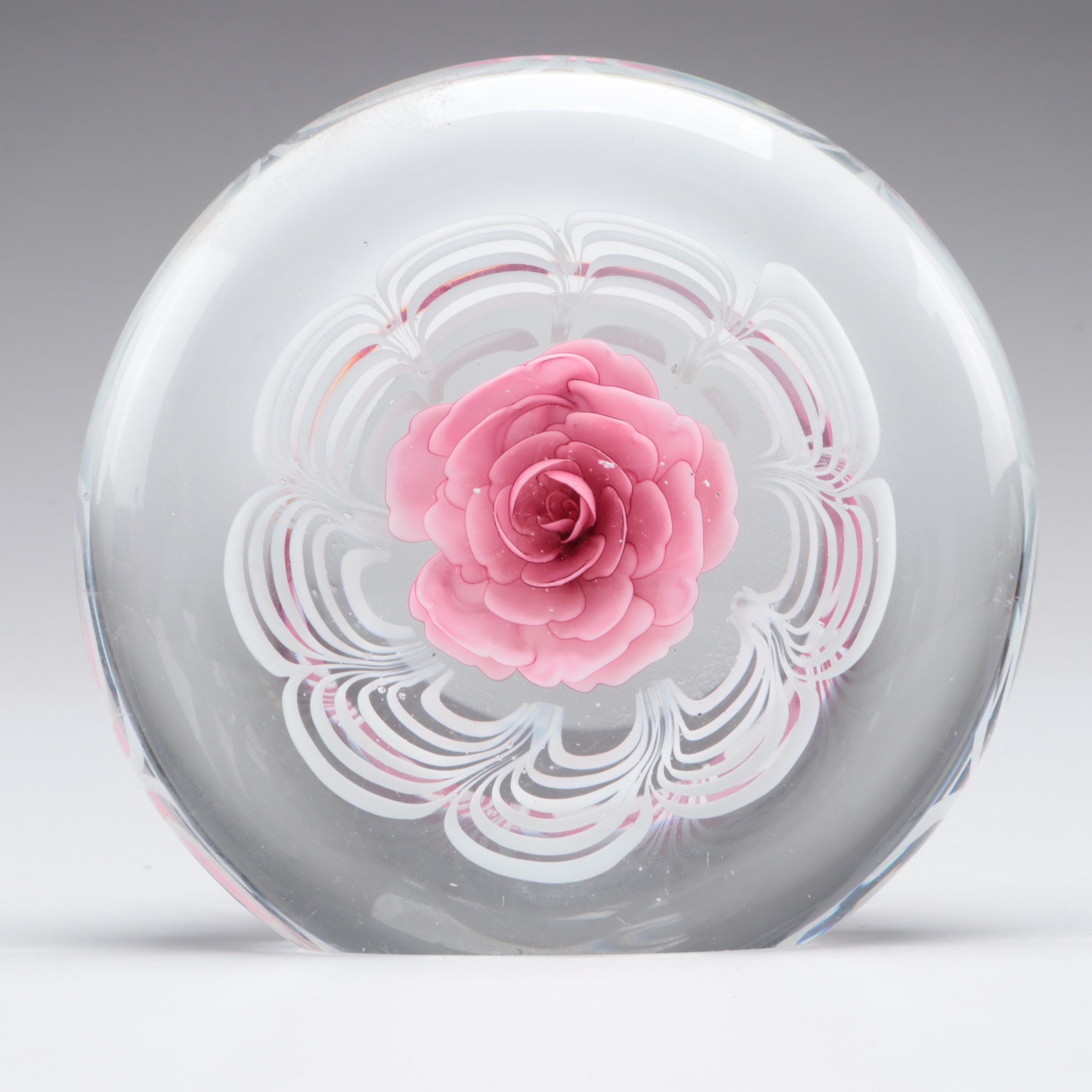 Glass Controlled Bubble Vase with Blown Glass Paperweights