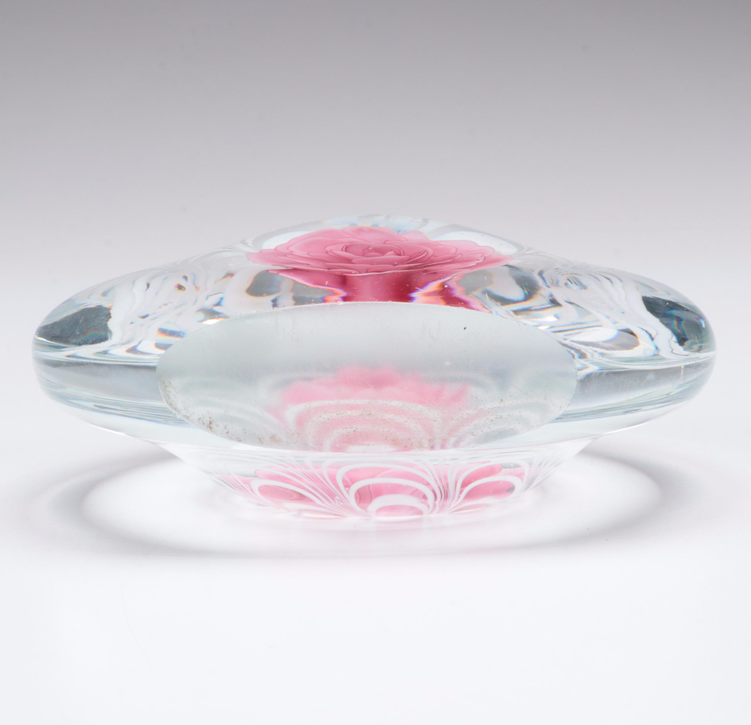 Glass Controlled Bubble Vase with Blown Glass Paperweights