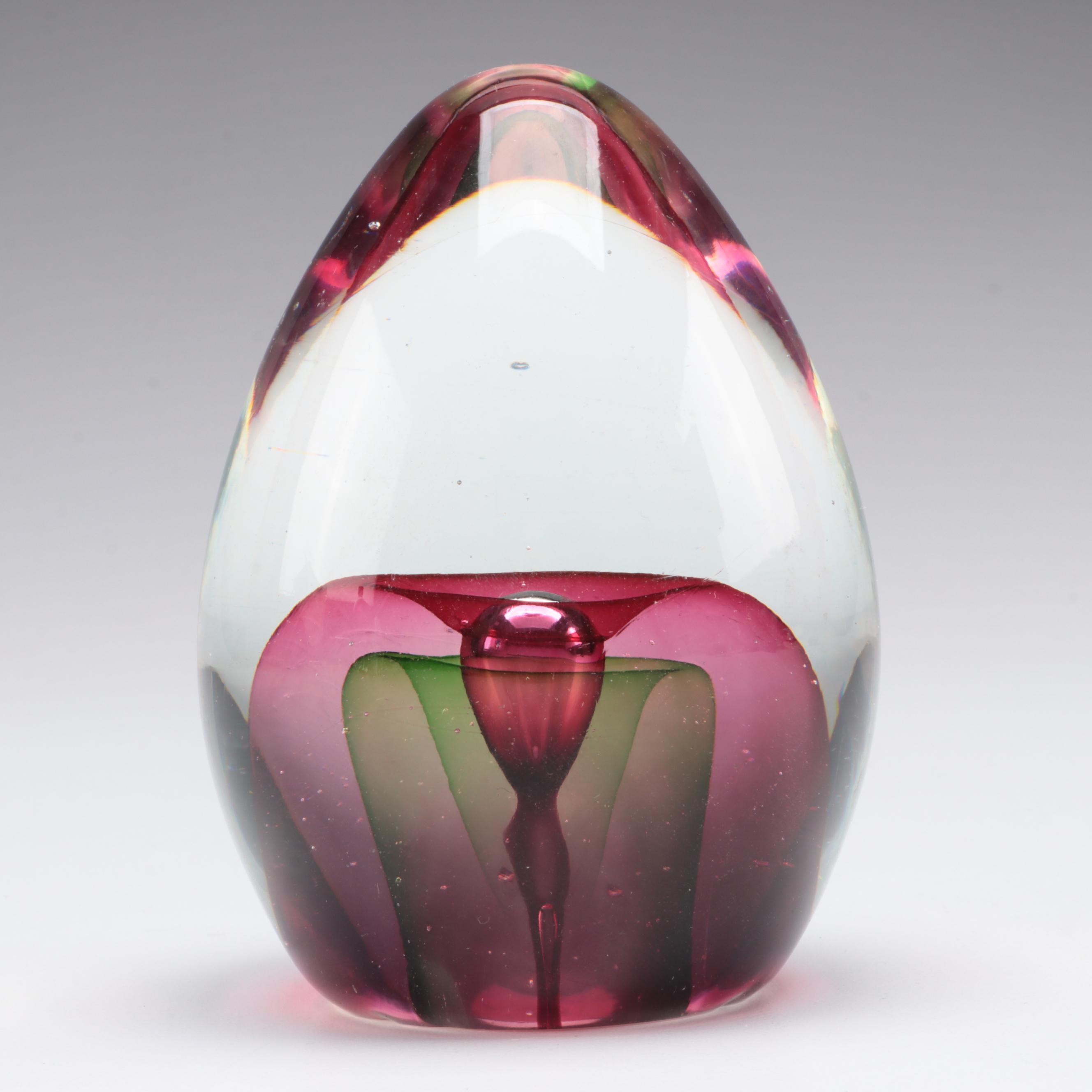 Glass Controlled Bubble Vase with Blown Glass Paperweights