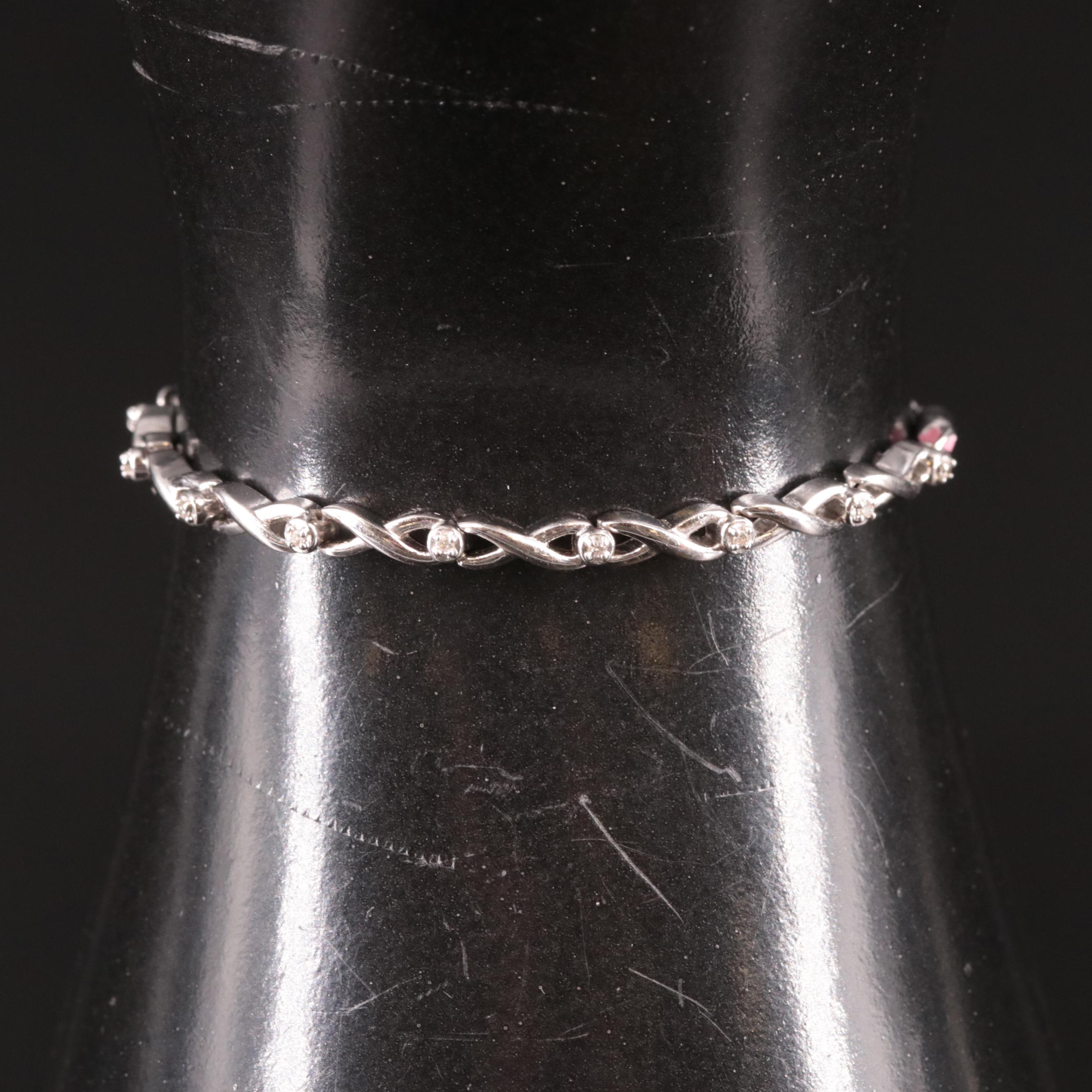 Sterling Diamond Infinity Link Bolo Bracelet