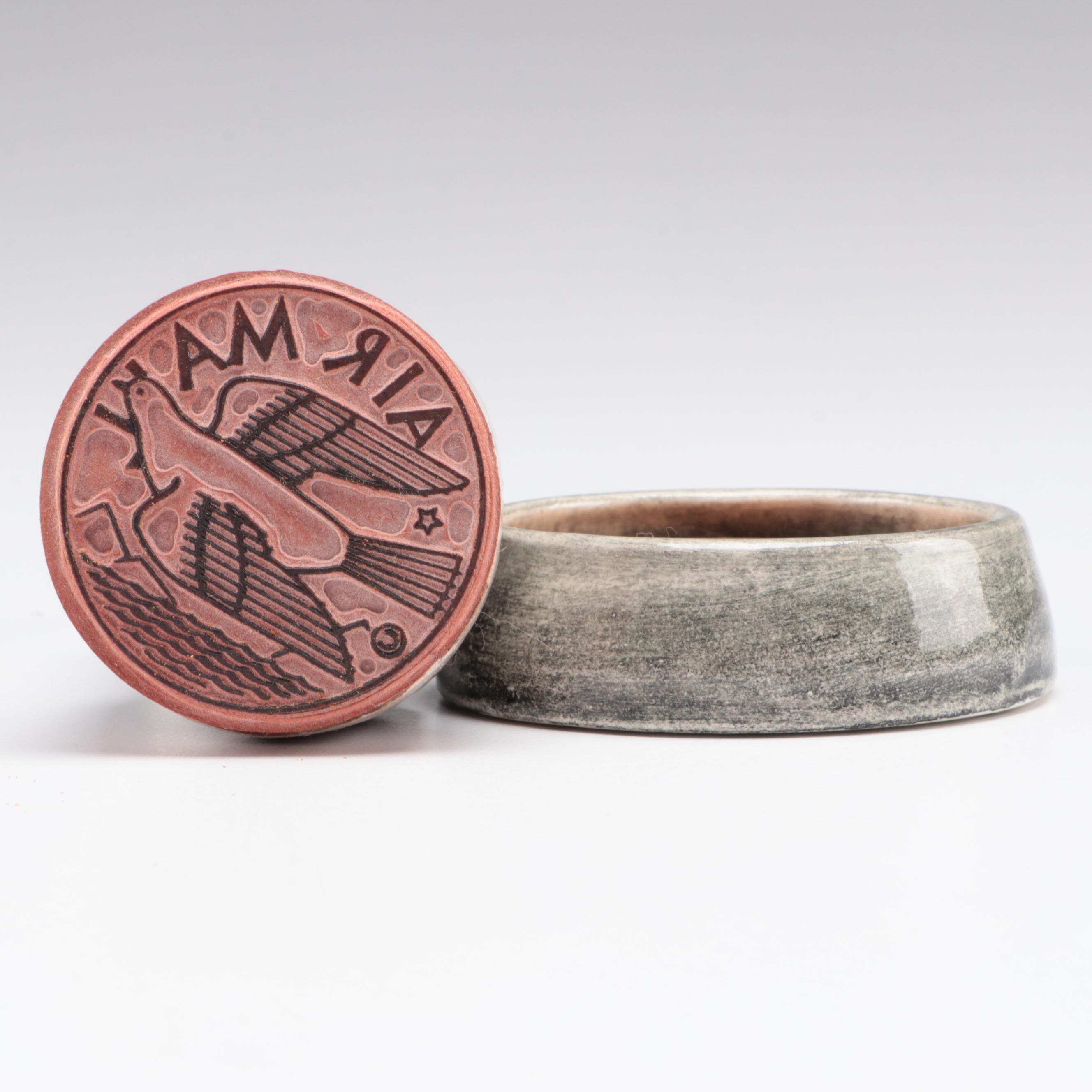 Rockwell Kent Ceramic Air Mail Figural Stamp