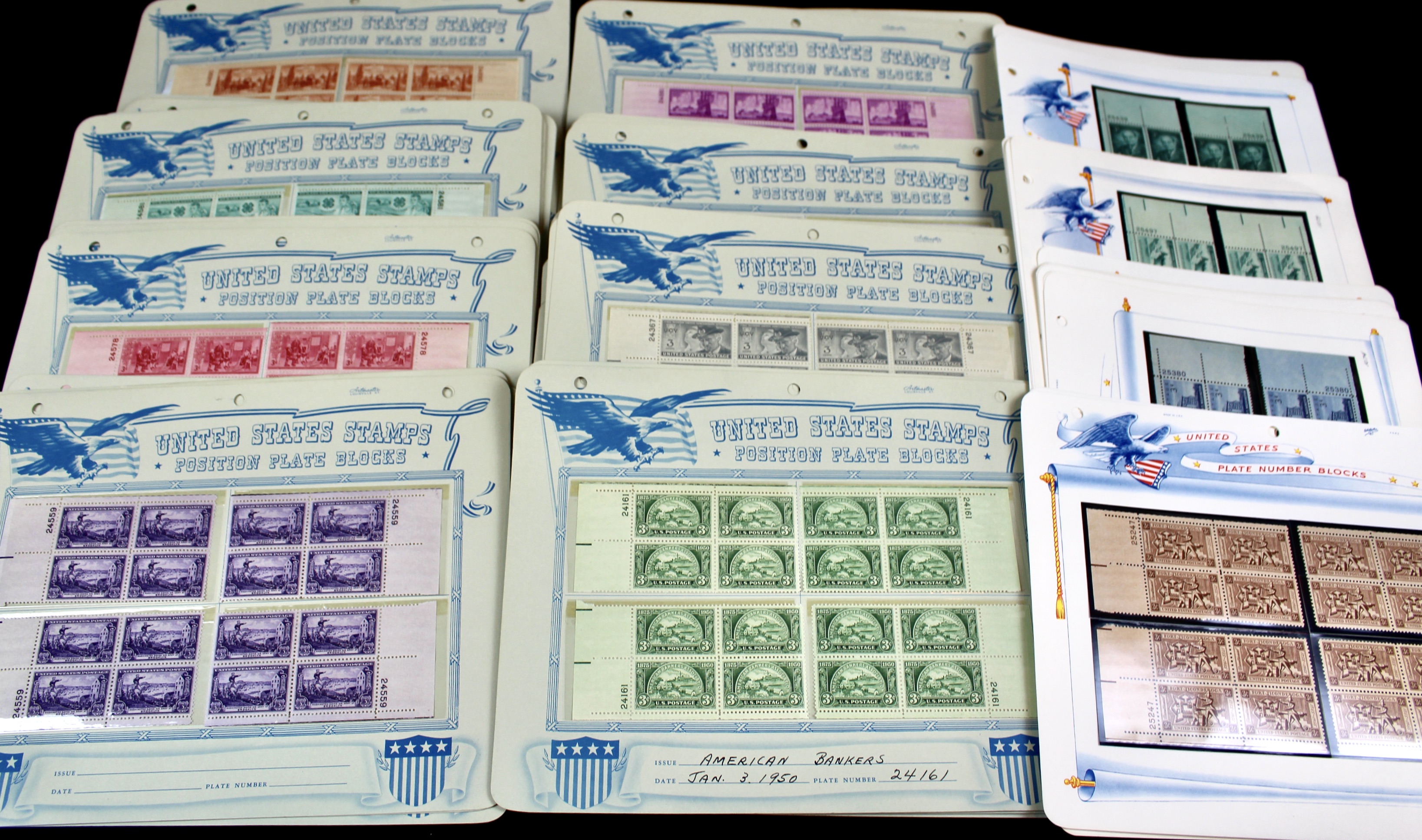530 Matched U.S. 3-Cent Postage Stamp Plate Blocks