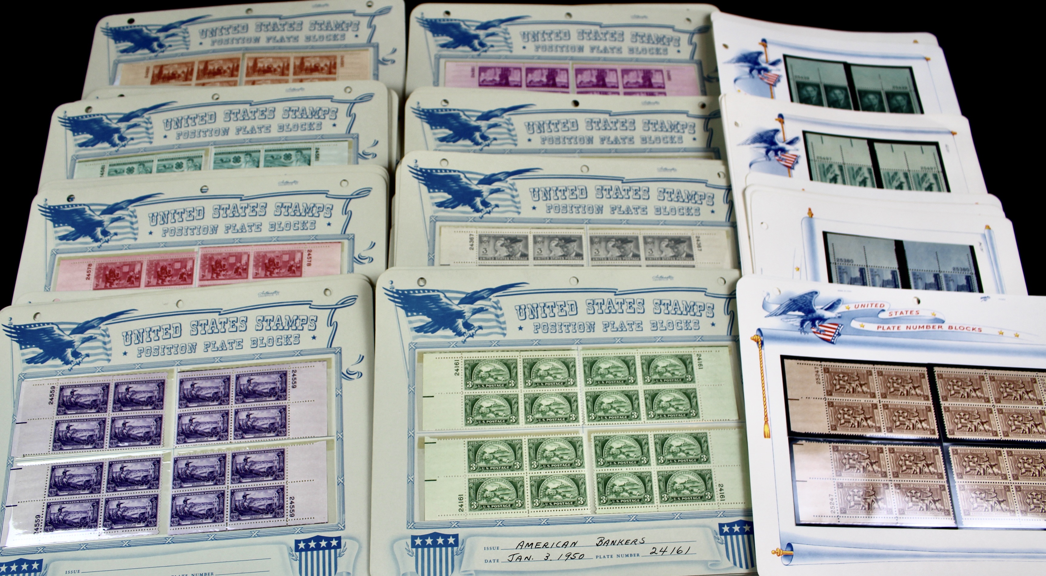 530 Matched U.S. 3-Cent Postage Stamp Plate Blocks