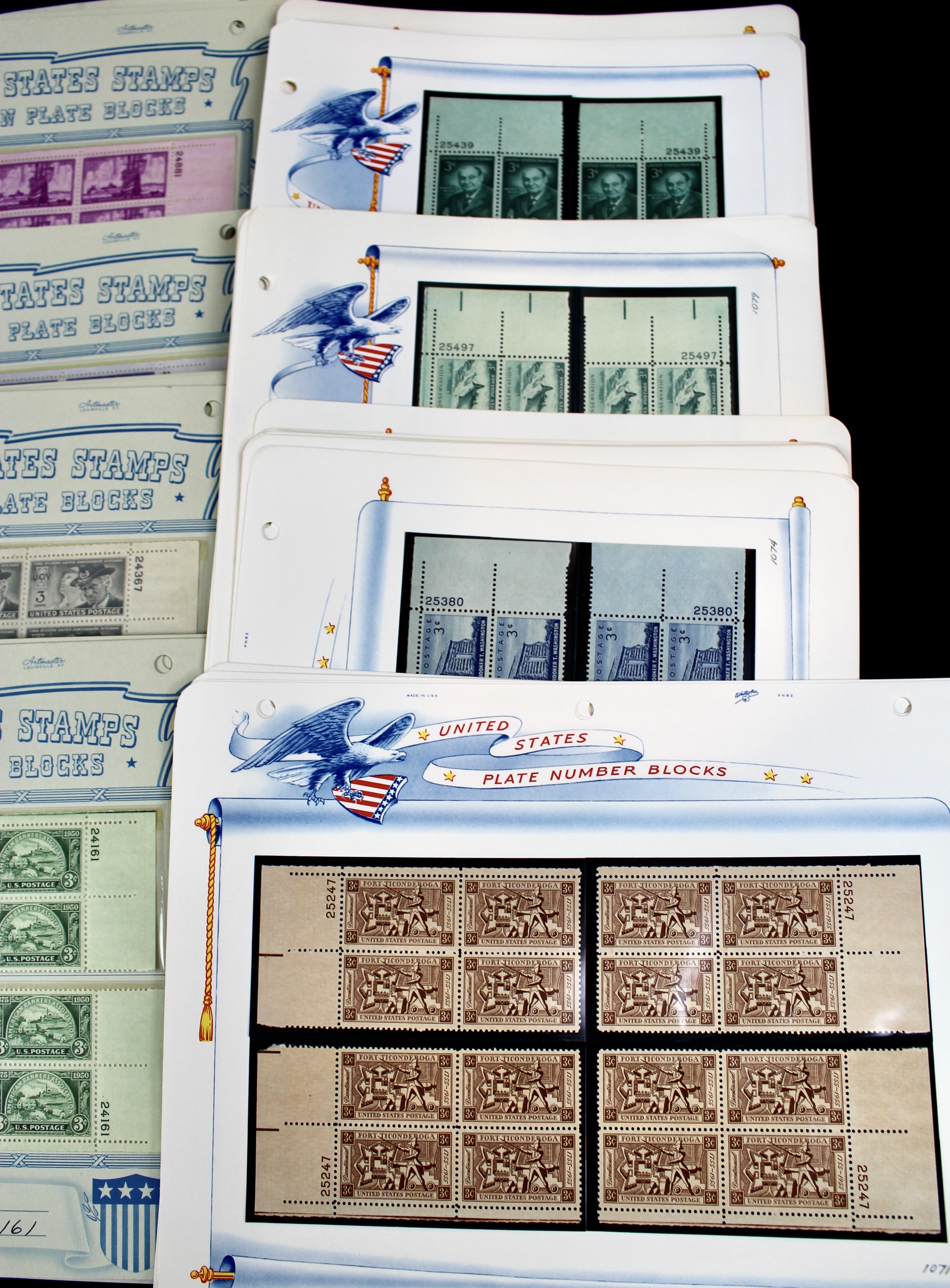 530 Matched U.S. 3-Cent Postage Stamp Plate Blocks