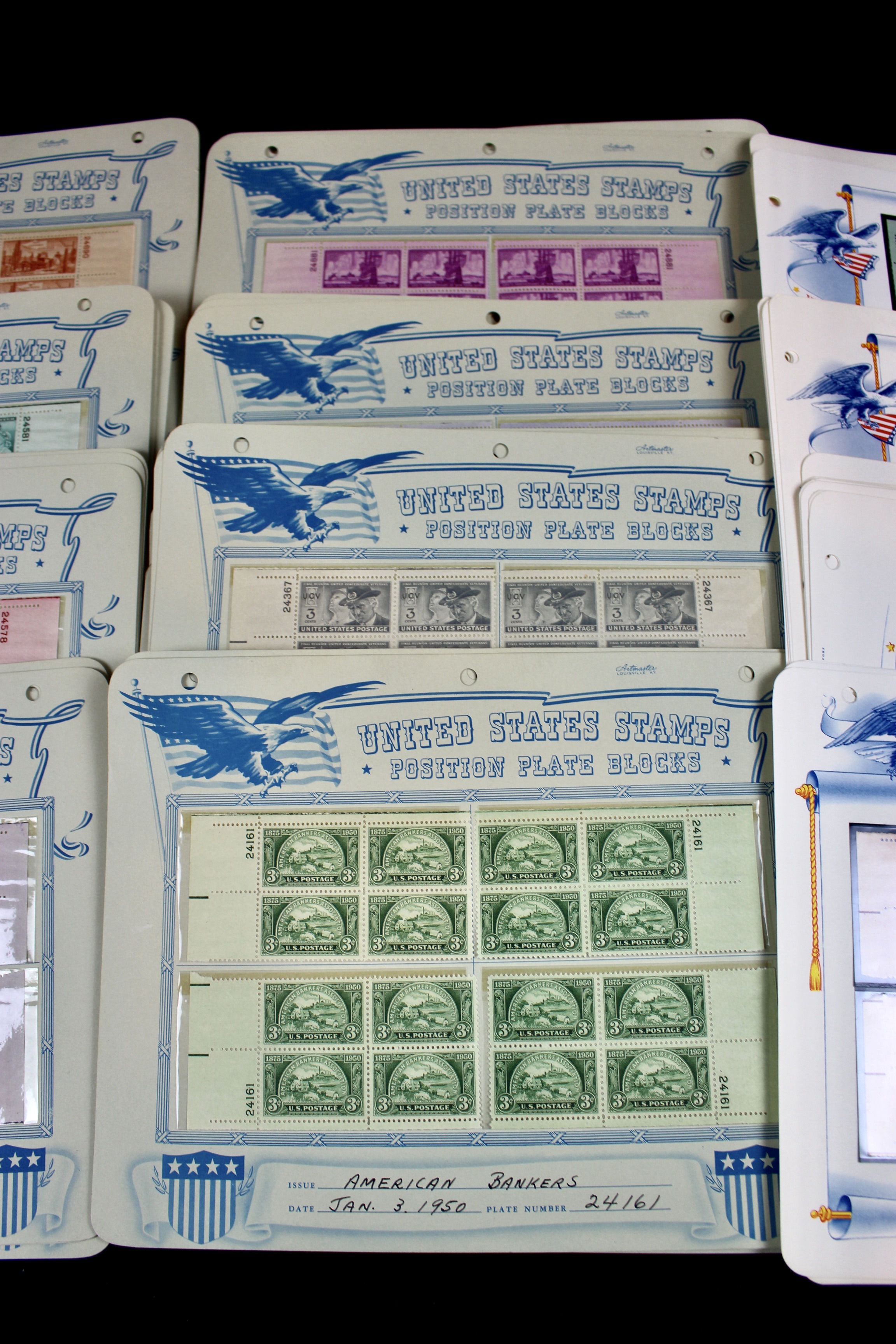 530 Matched U.S. 3-Cent Postage Stamp Plate Blocks