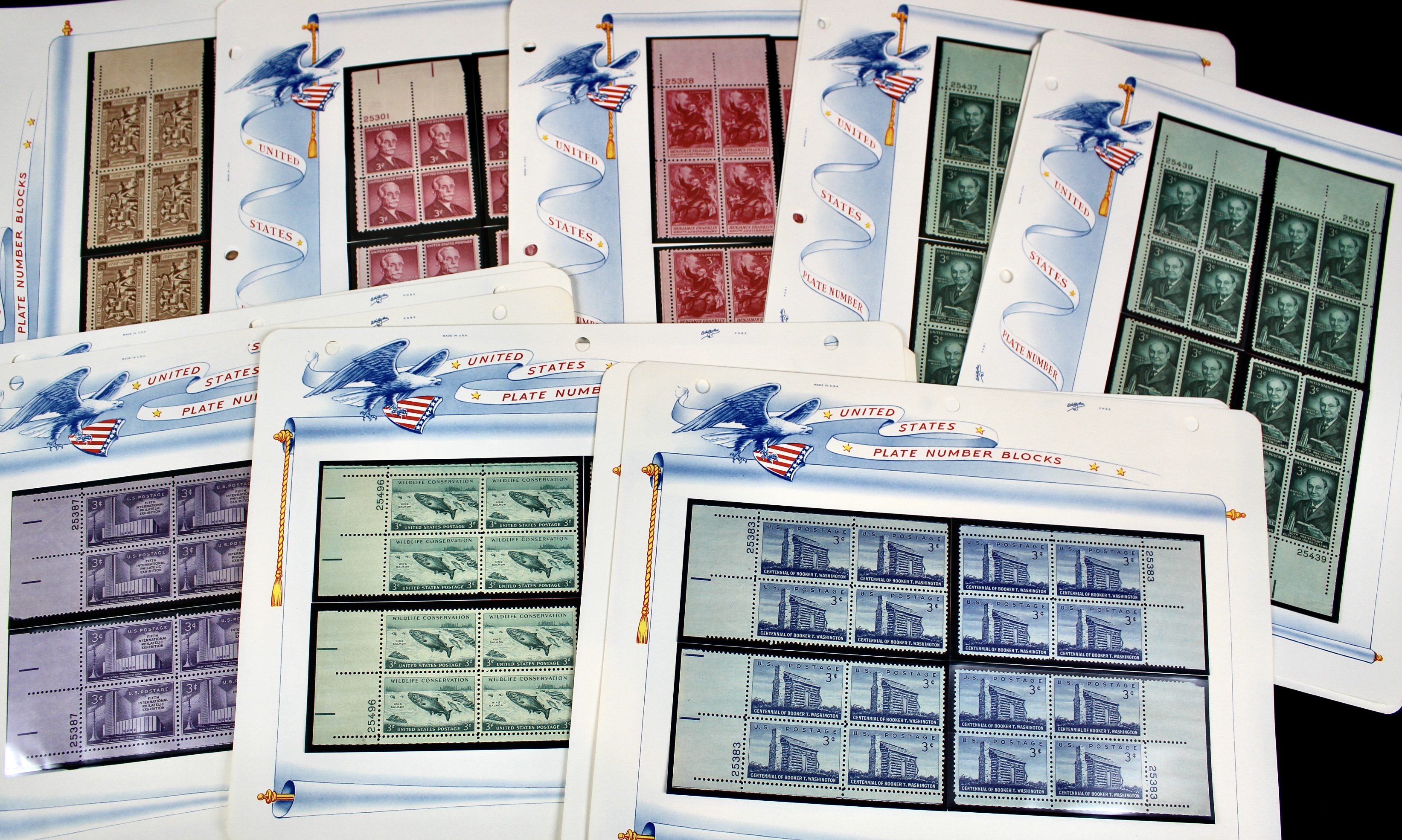 530 Matched U.S. 3-Cent Postage Stamp Plate Blocks