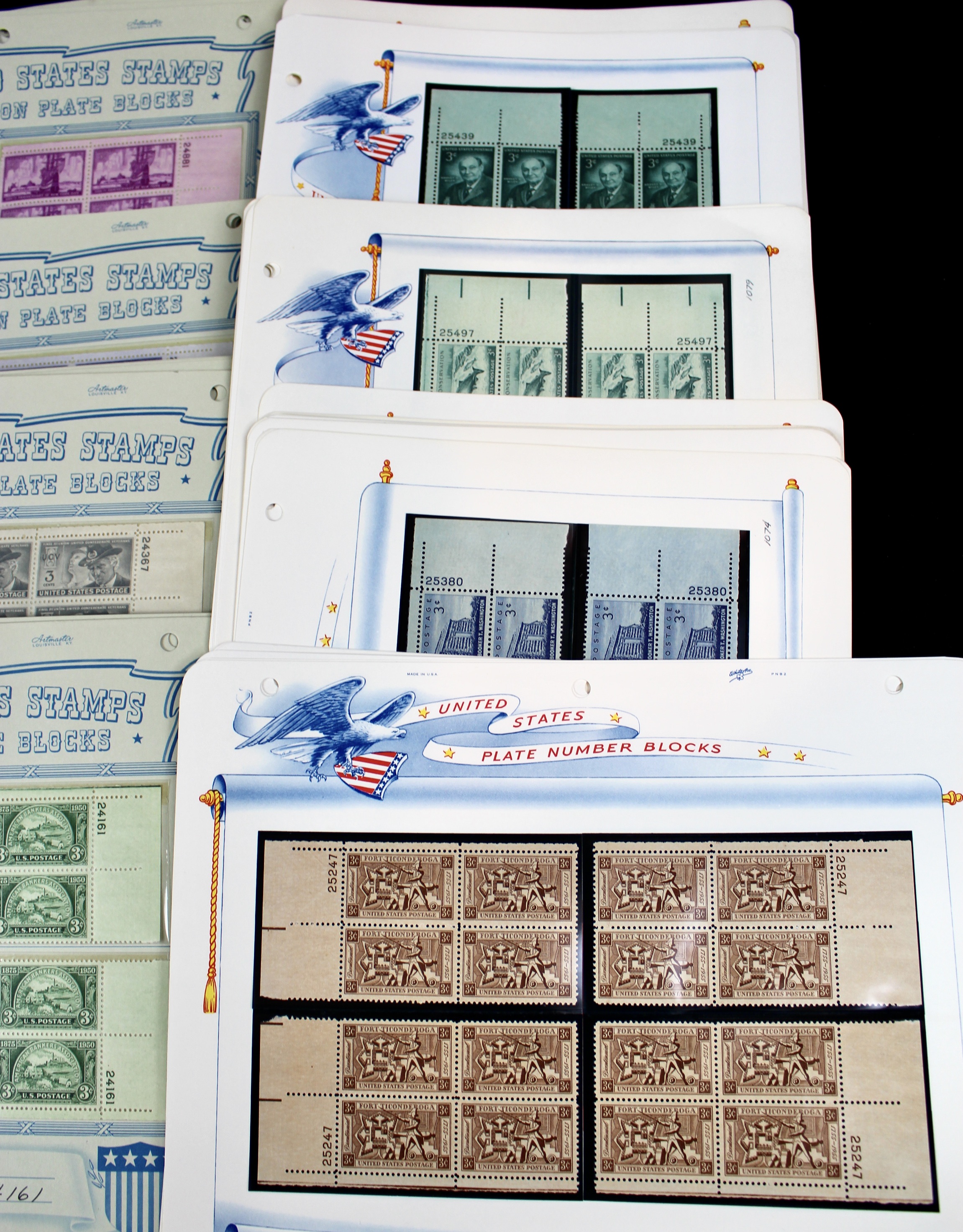 530 Matched U.S. 3-Cent Postage Stamp Plate Blocks