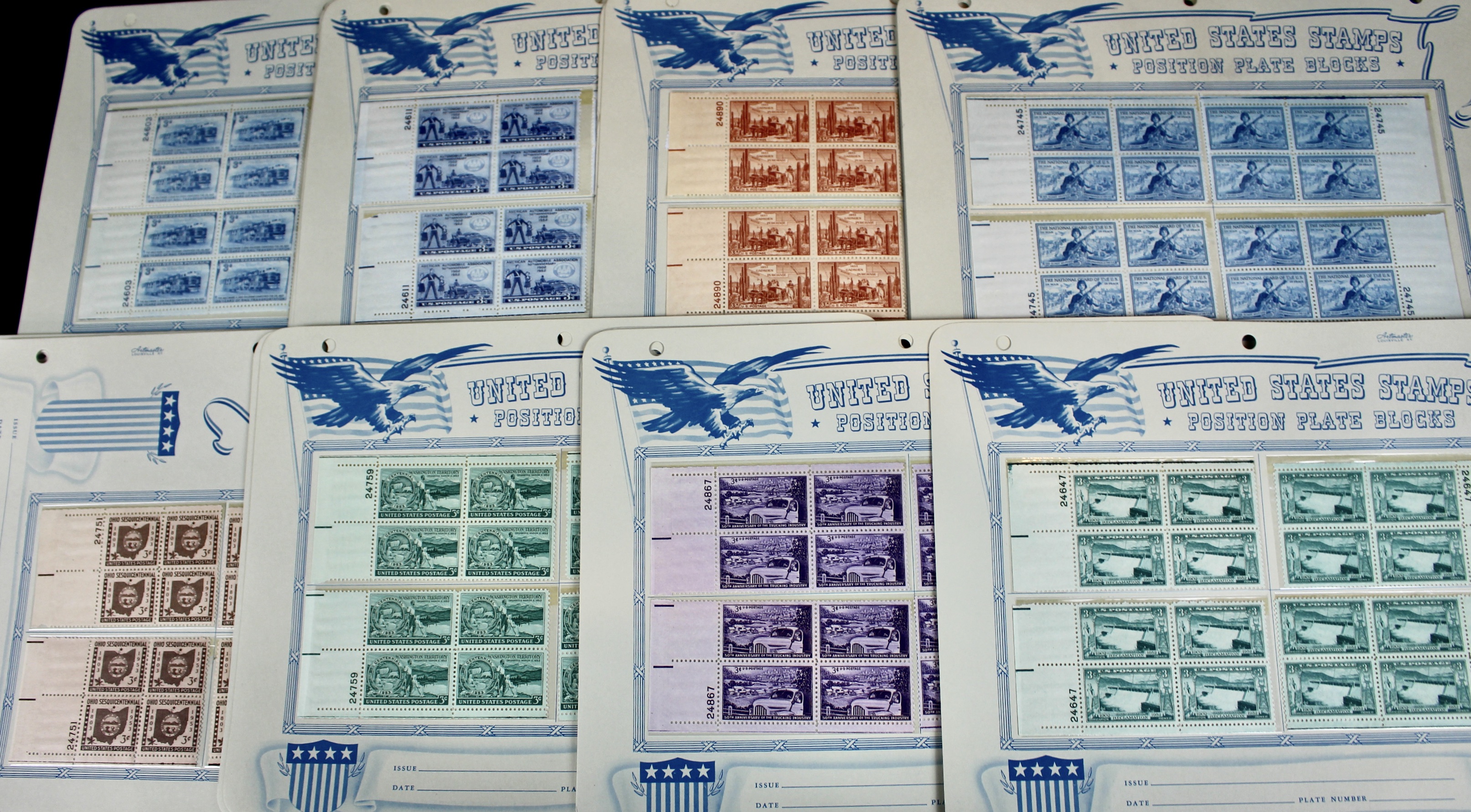 530 Matched U.S. 3-Cent Postage Stamp Plate Blocks
