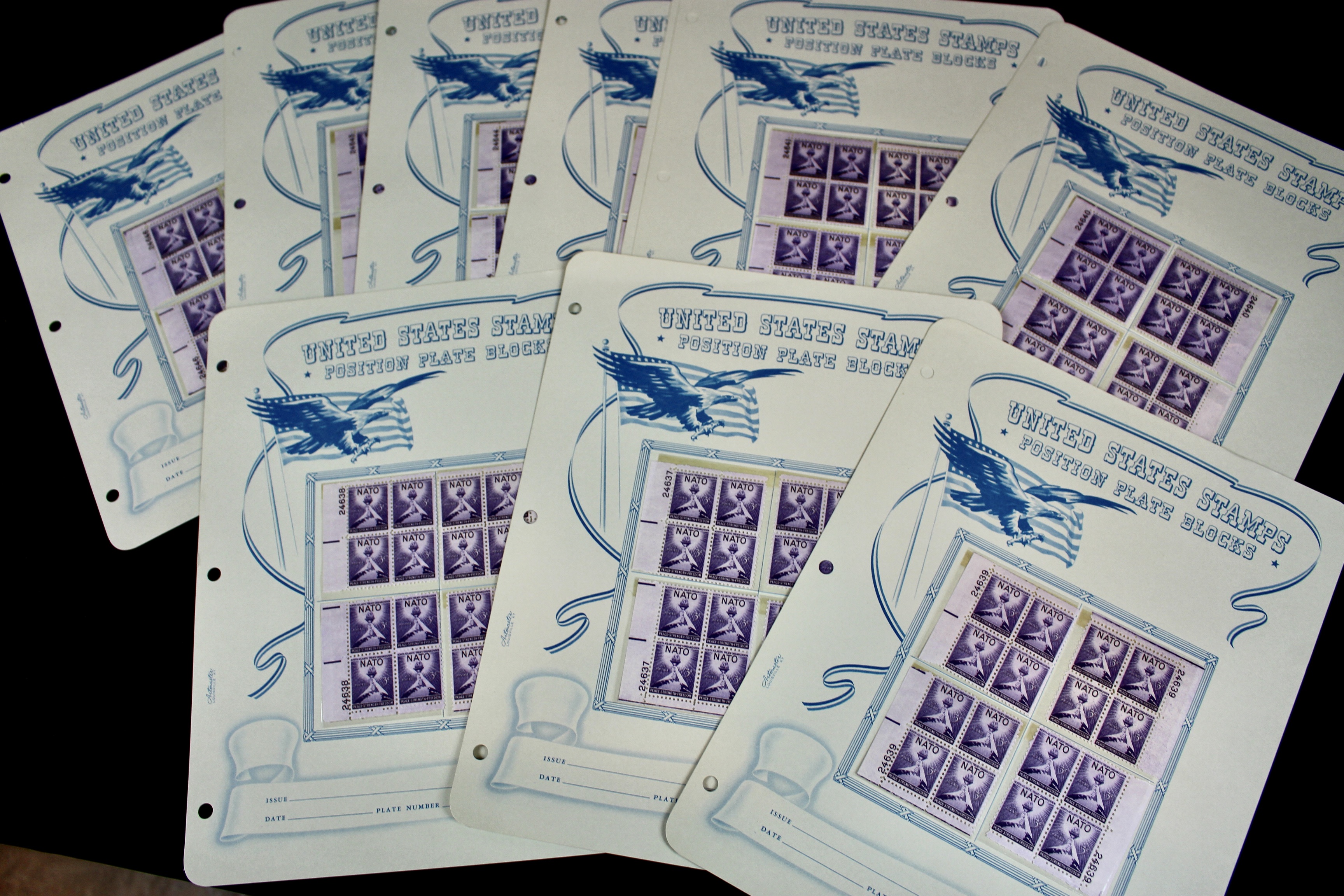 530 Matched U.S. 3-Cent Postage Stamp Plate Blocks