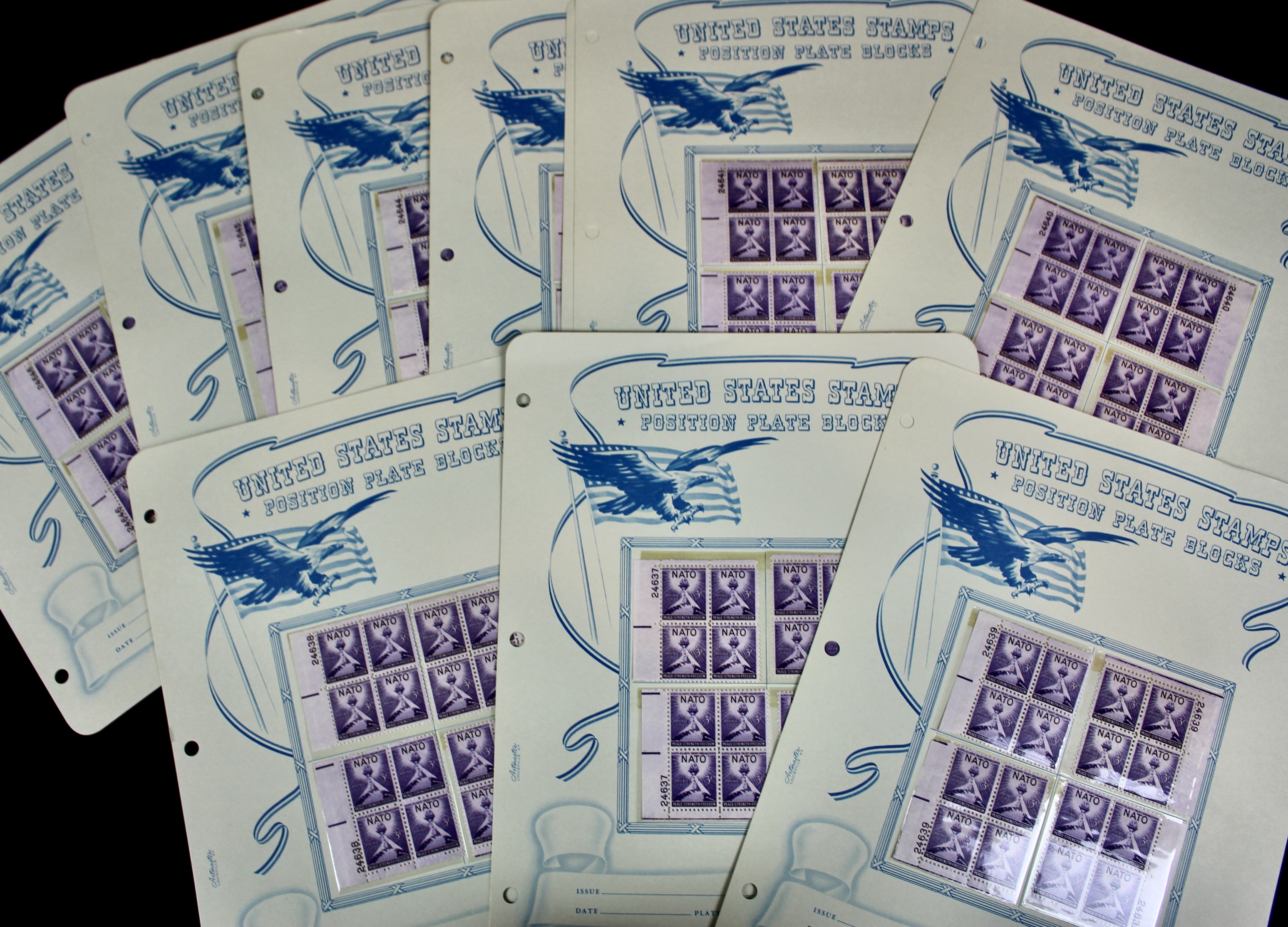 530 Matched U.S. 3-Cent Postage Stamp Plate Blocks