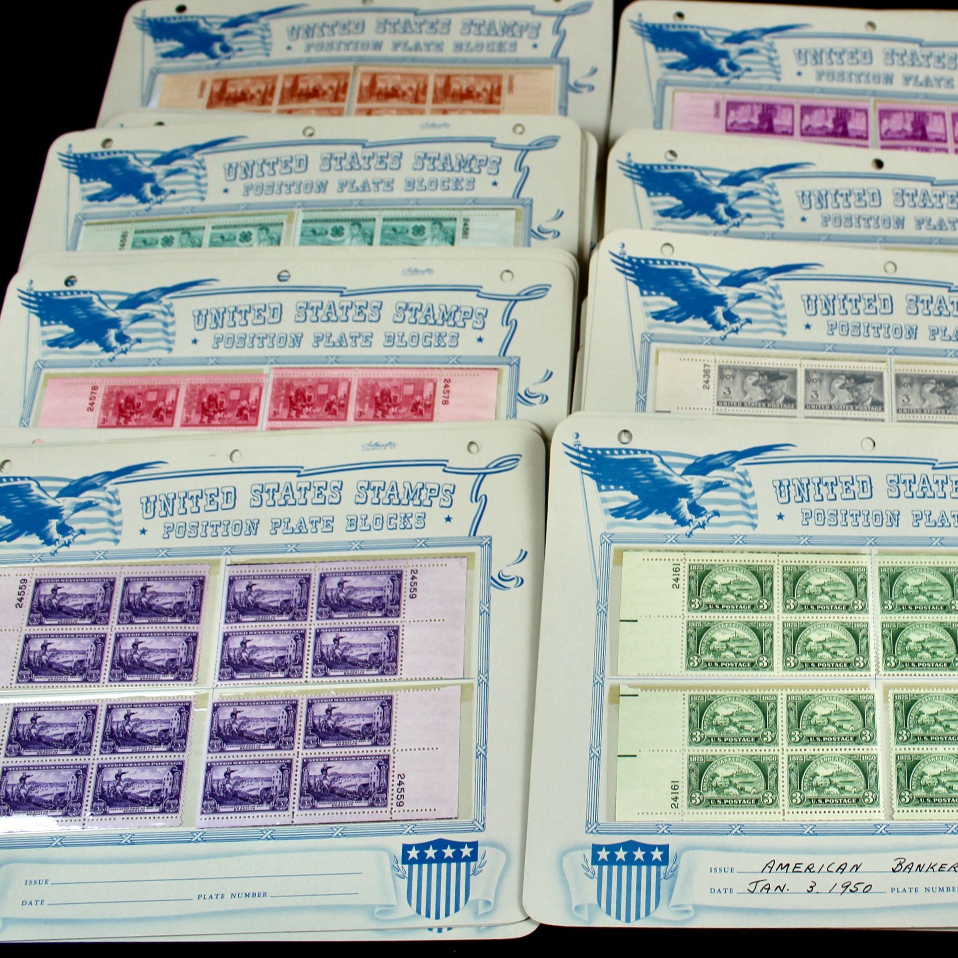 530 Matched U.S. 3-Cent Postage Stamp Plate Blocks