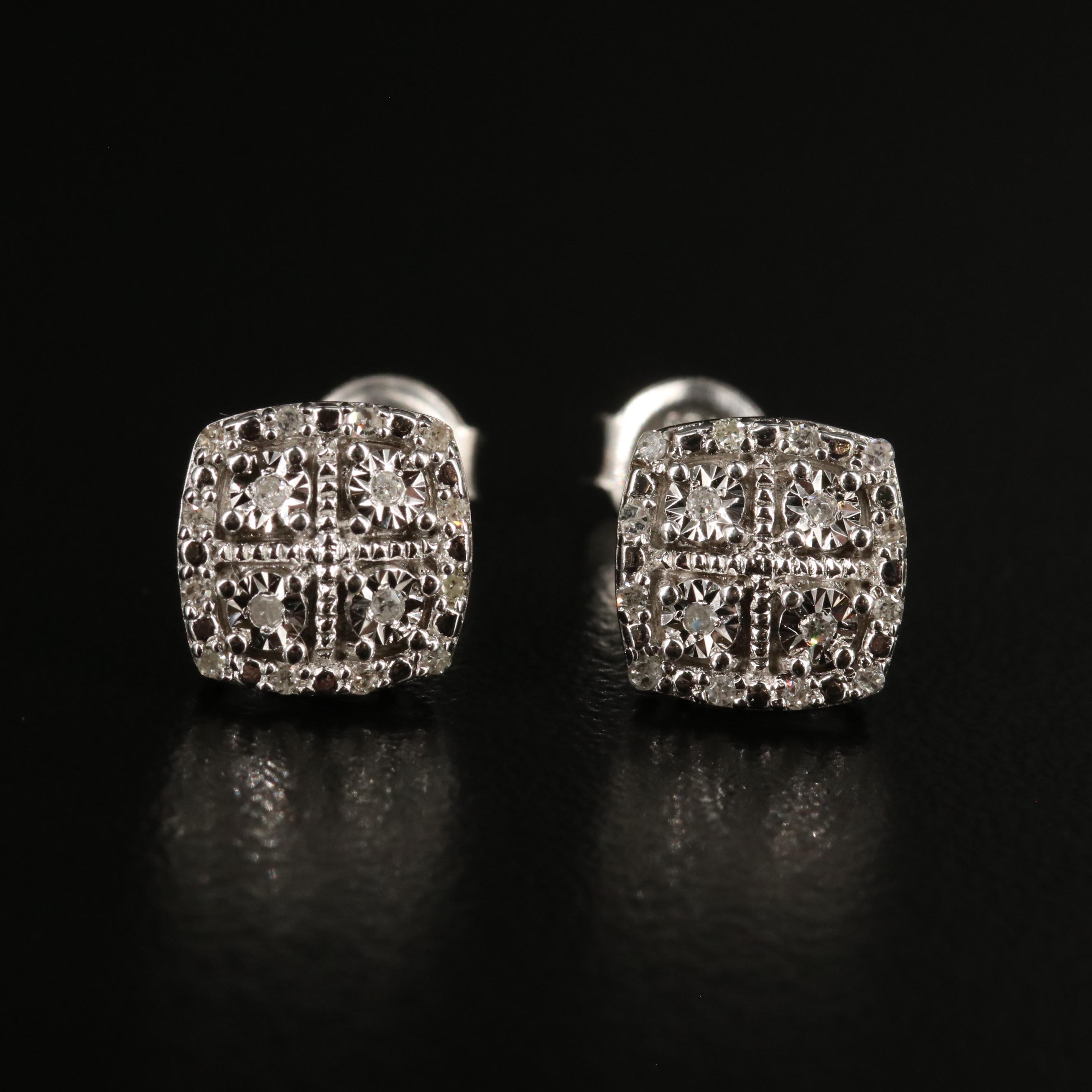 Sterling Diamond Stud Earrings