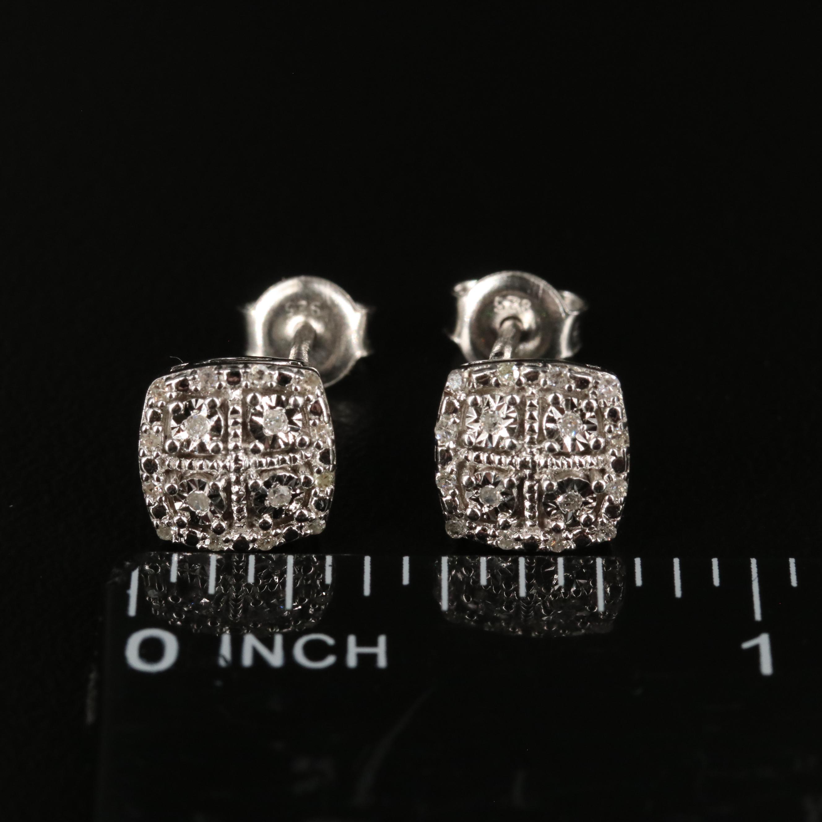 Sterling Diamond Stud Earrings