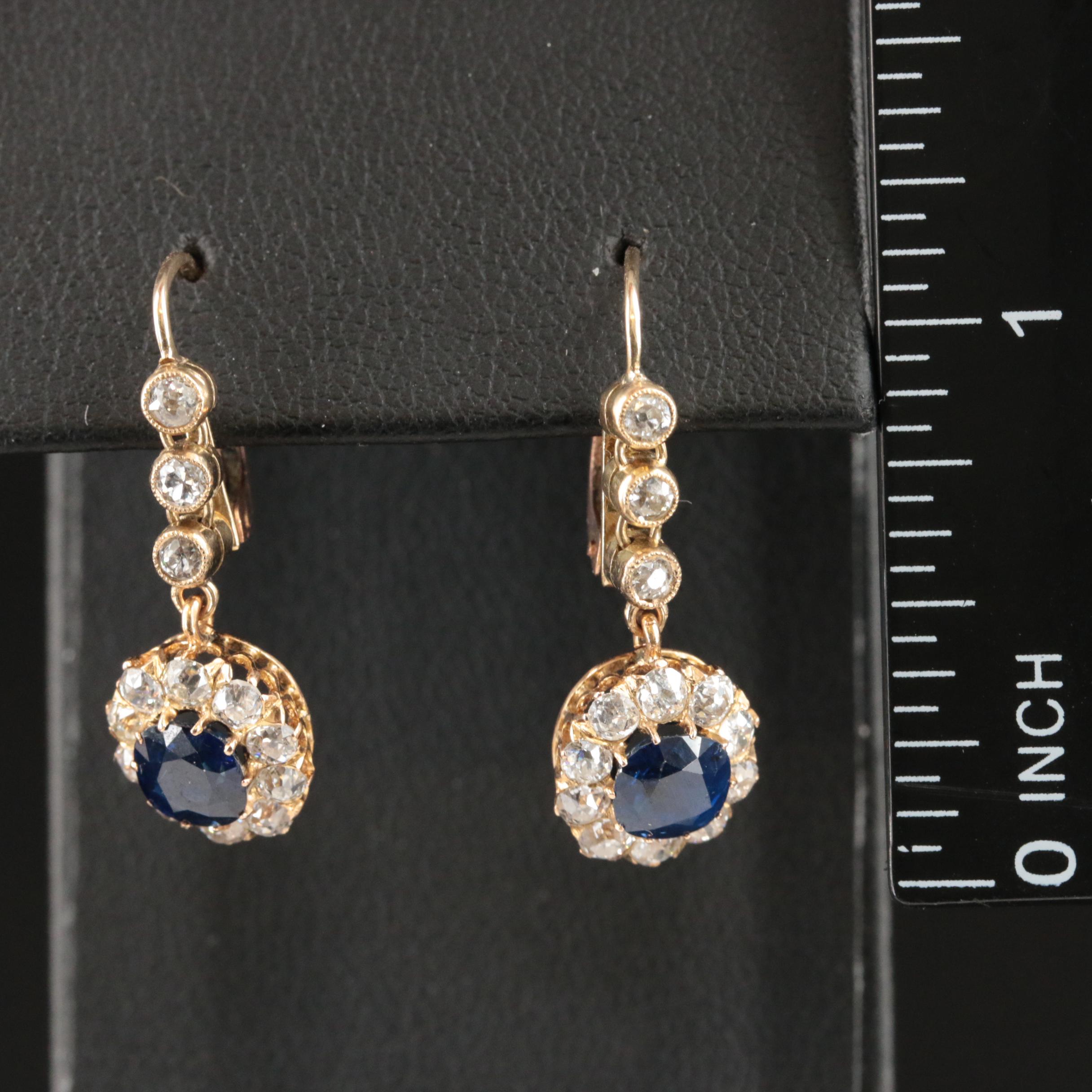 Victorian 18K Sapphire and Diamond Earrings