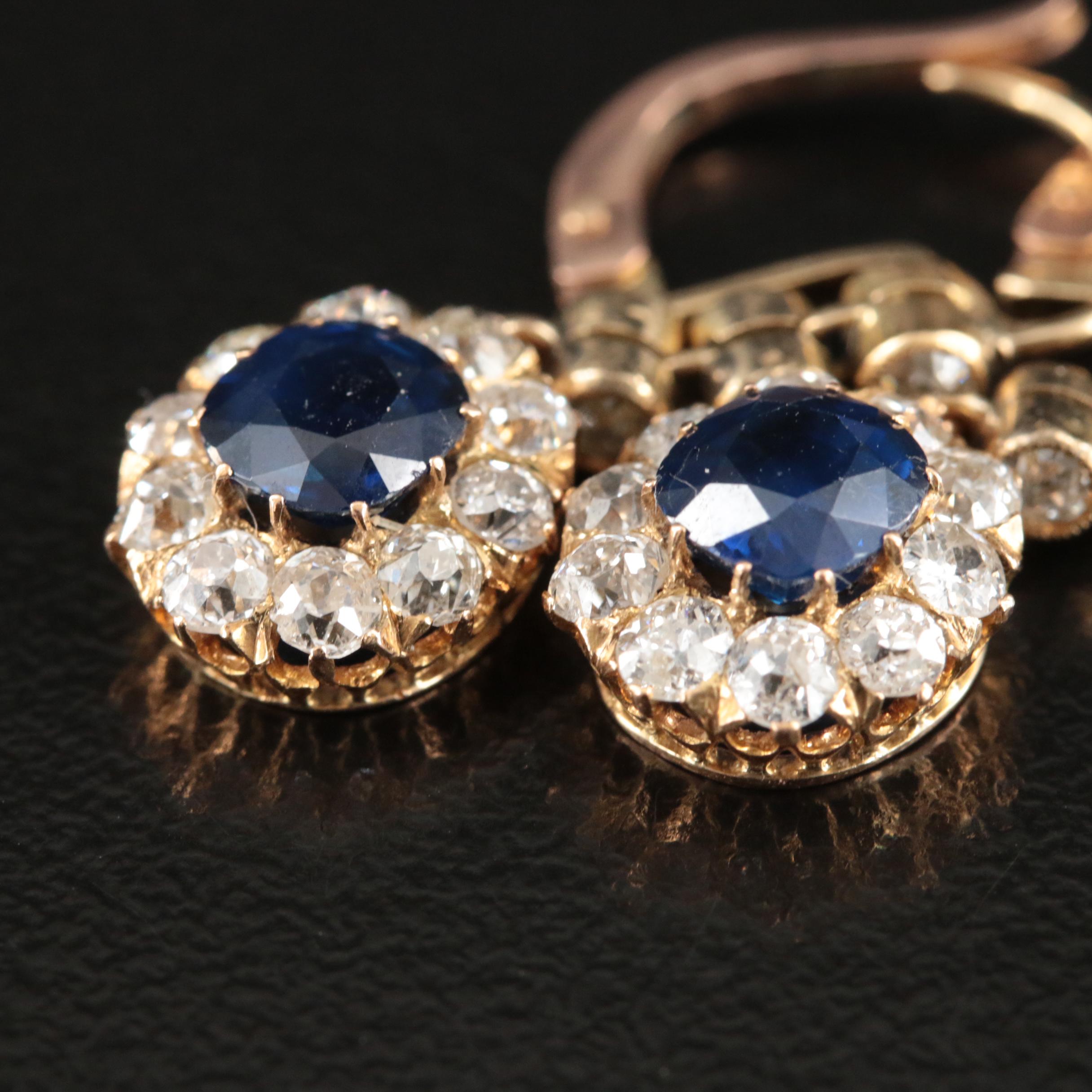 Victorian 18K Sapphire and Diamond Earrings
