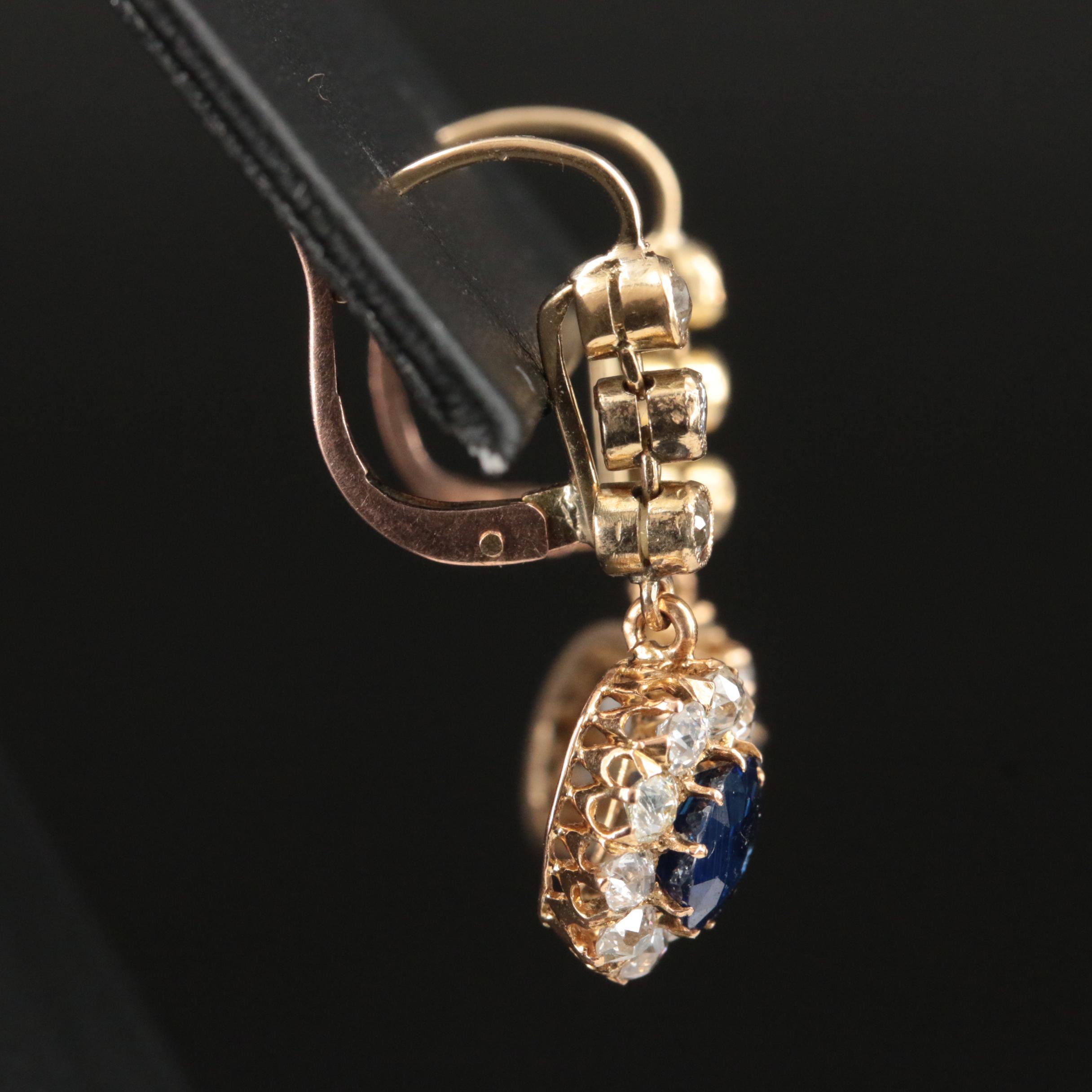 Victorian 18K Sapphire and Diamond Earrings