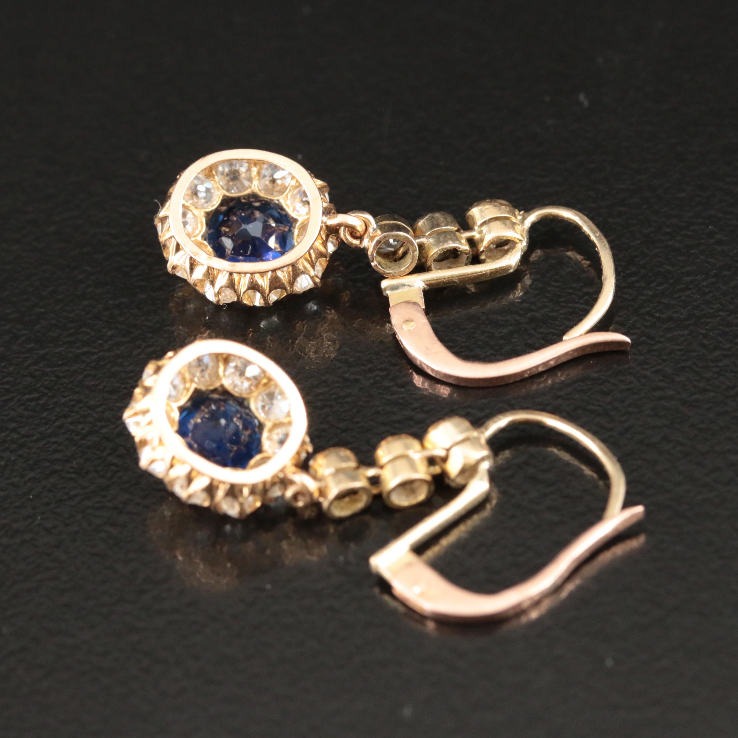 Victorian 18K Sapphire and Diamond Earrings
