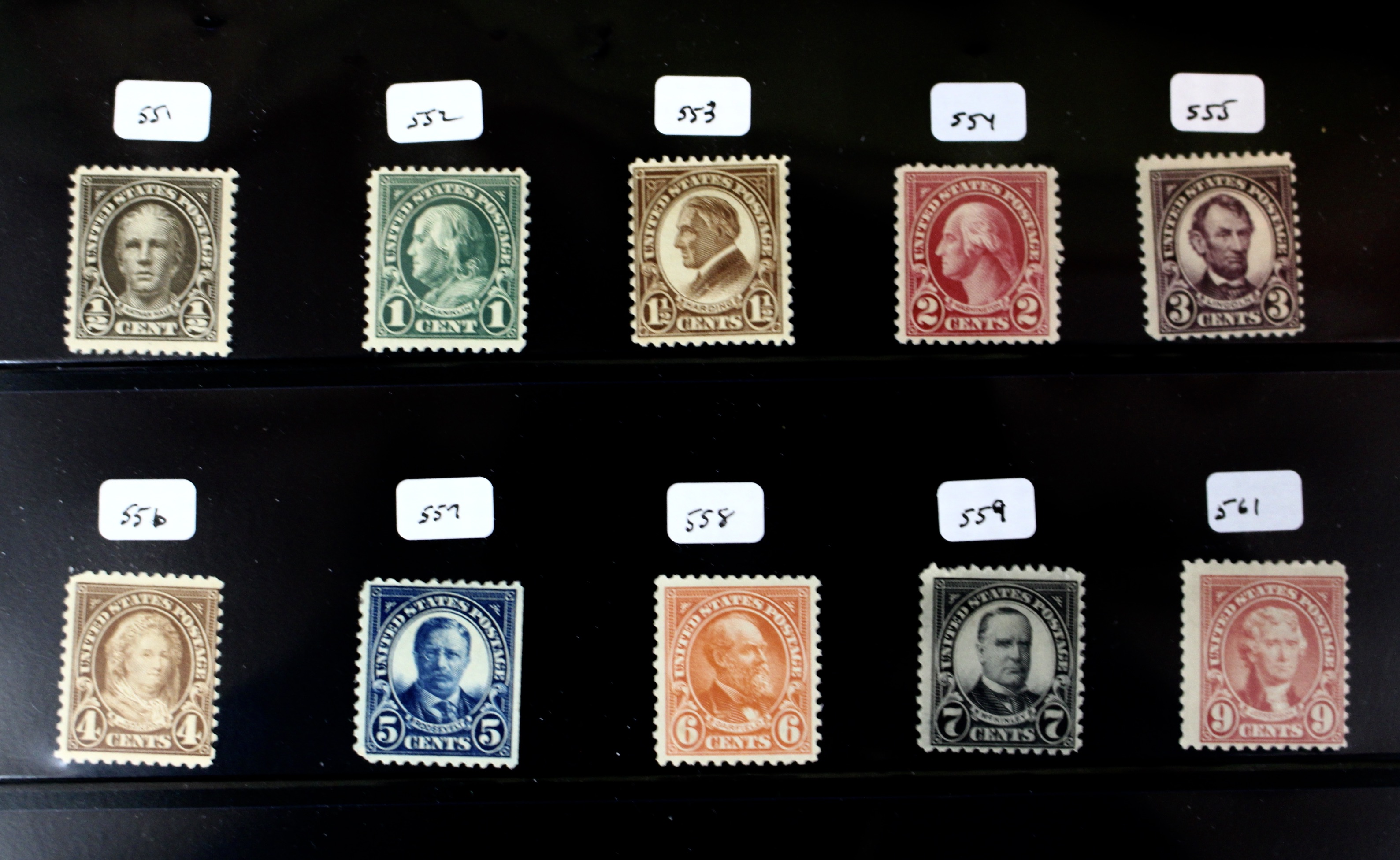 Thirty-Eight Different Mint Hinged U.S. Postage Stamps