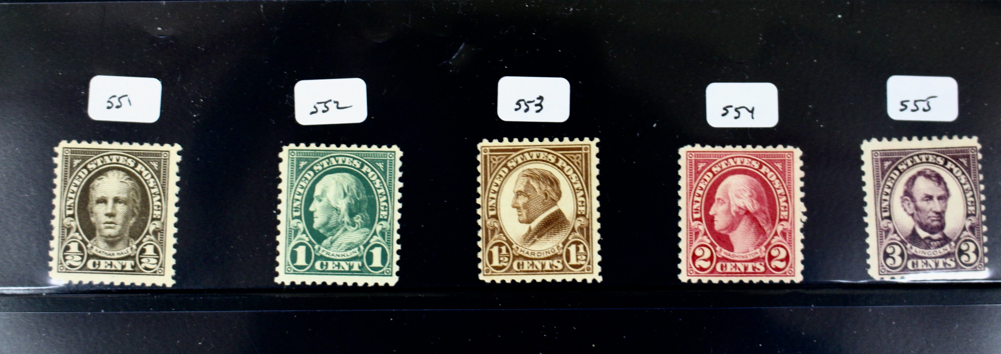 Thirty-Eight Different Mint Hinged U.S. Postage Stamps