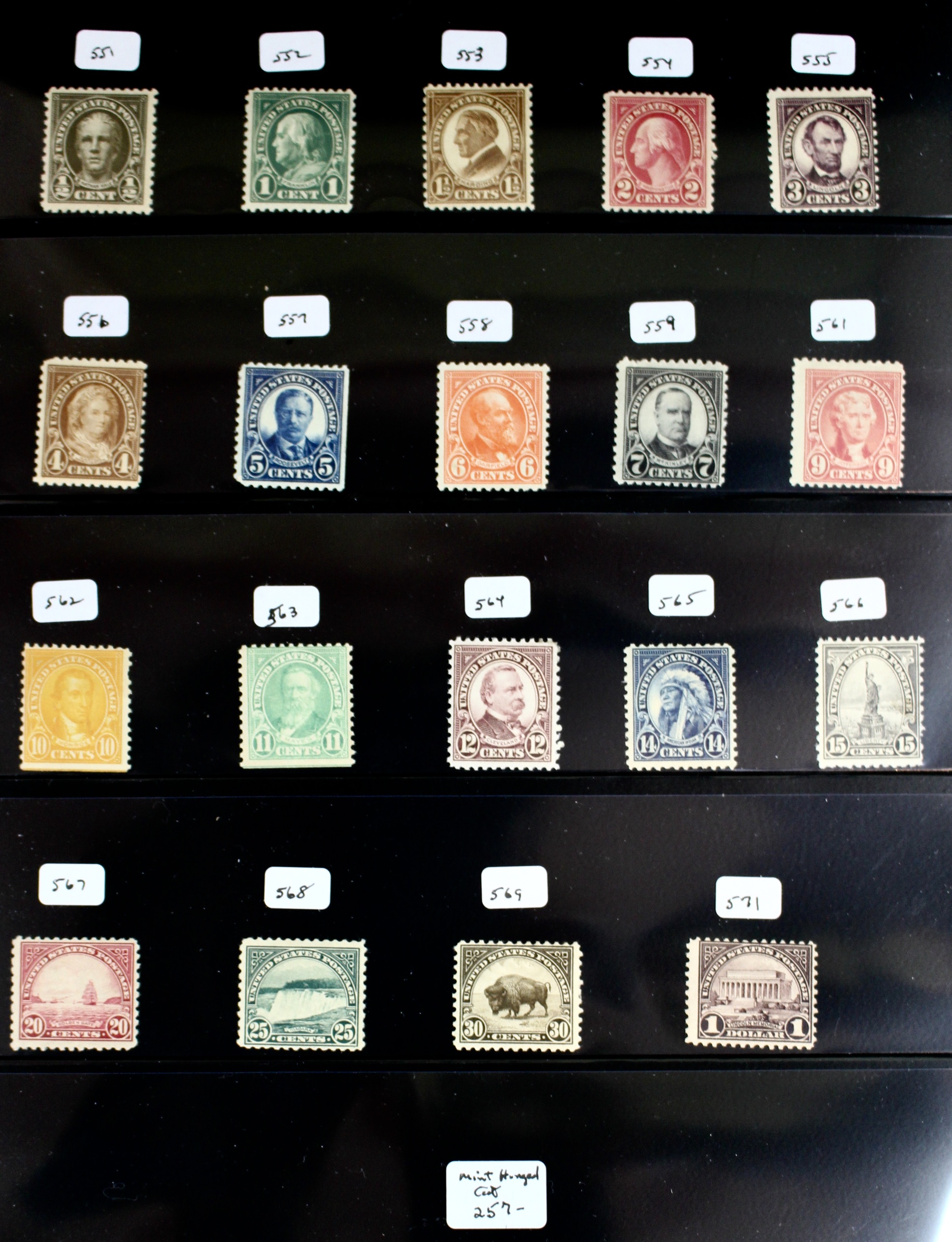 Thirty-Eight Different Mint Hinged U.S. Postage Stamps