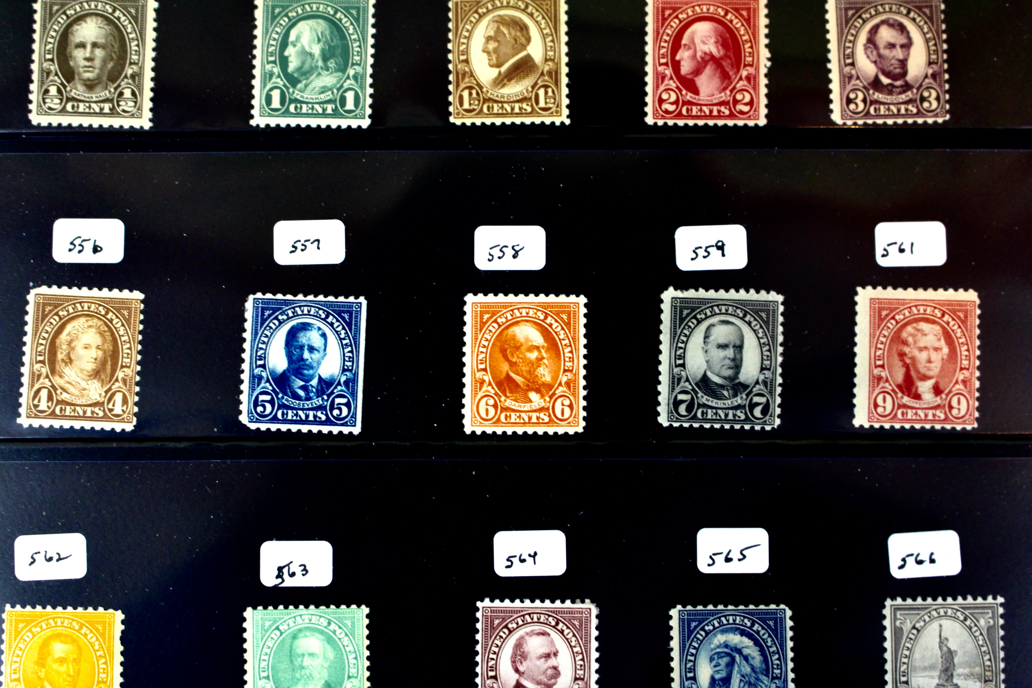 Thirty-Eight Different Mint Hinged U.S. Postage Stamps
