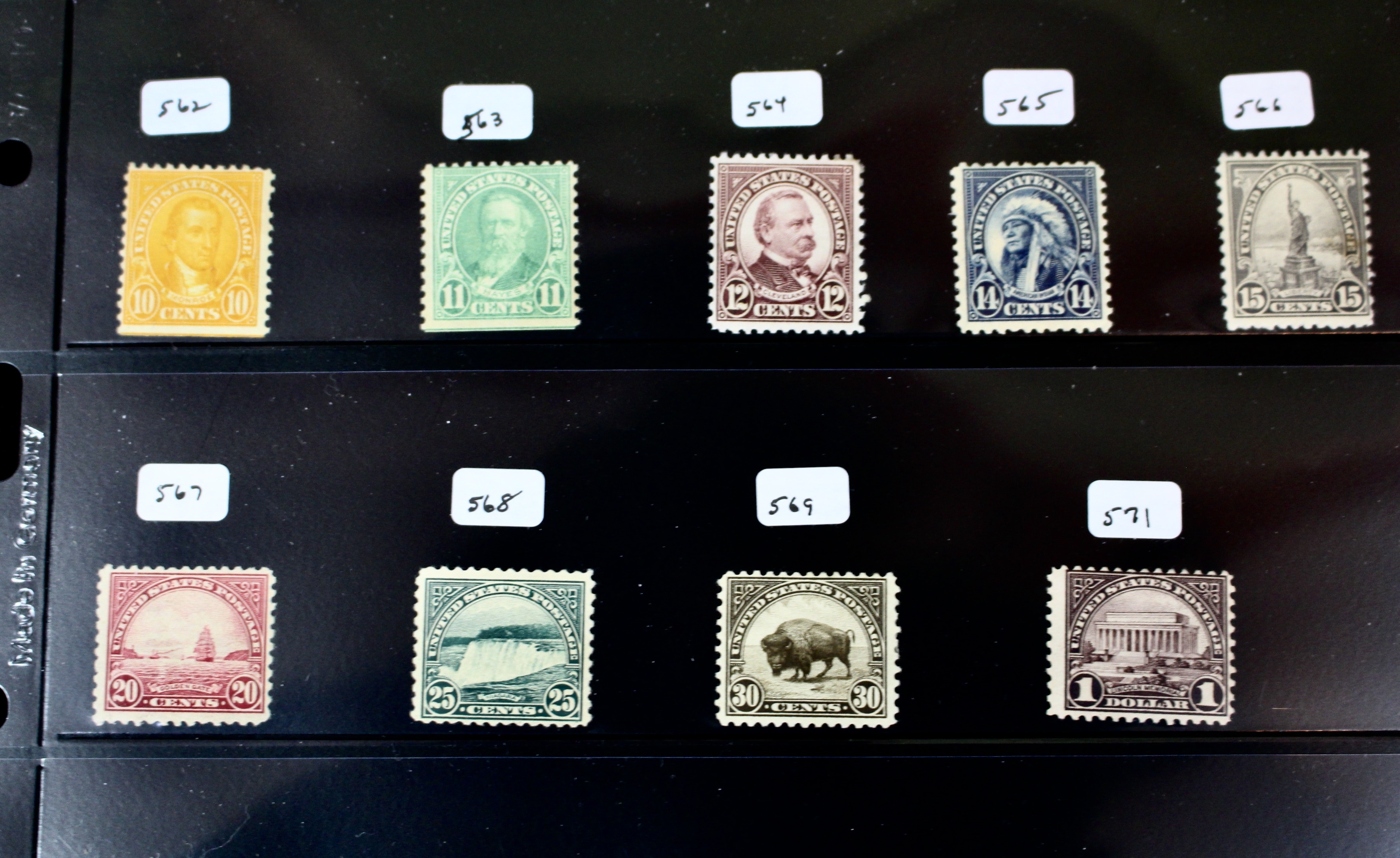 Thirty-Eight Different Mint Hinged U.S. Postage Stamps