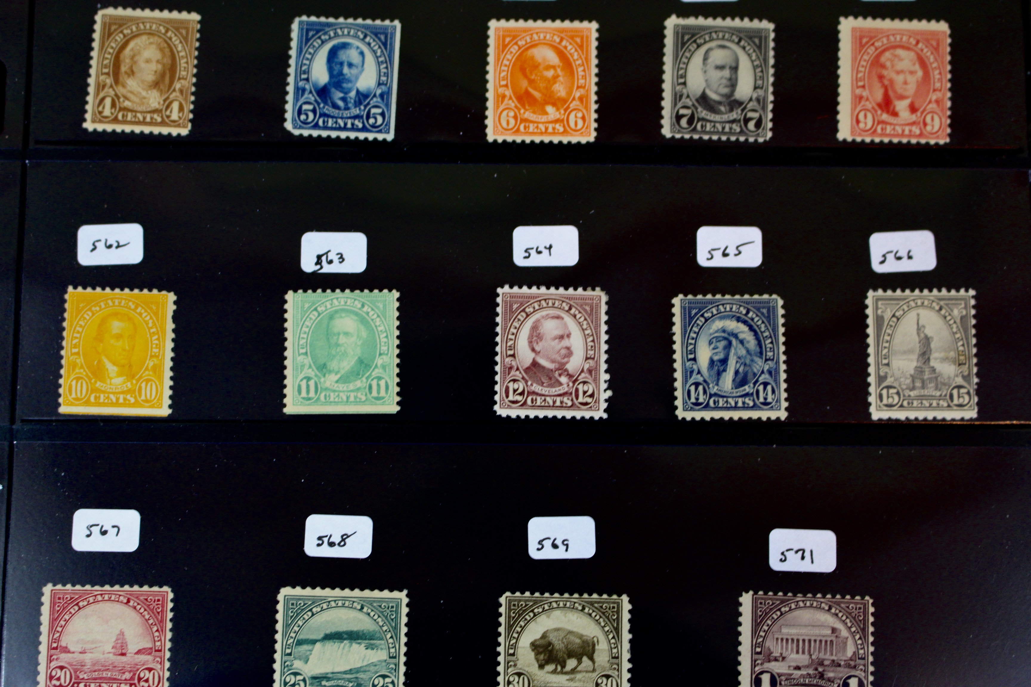Thirty-Eight Different Mint Hinged U.S. Postage Stamps