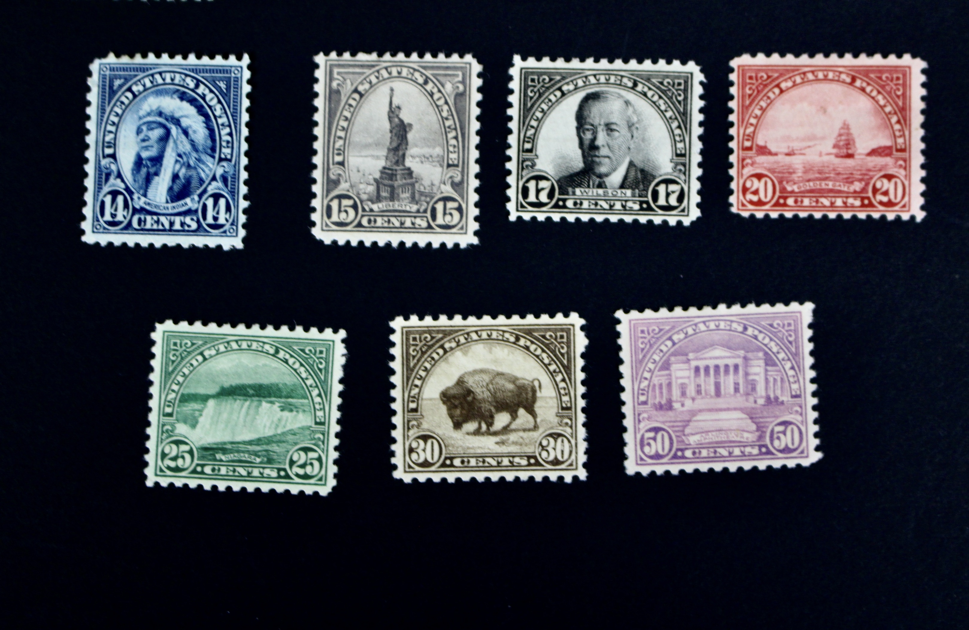 Thirty-Eight Different Mint Hinged U.S. Postage Stamps