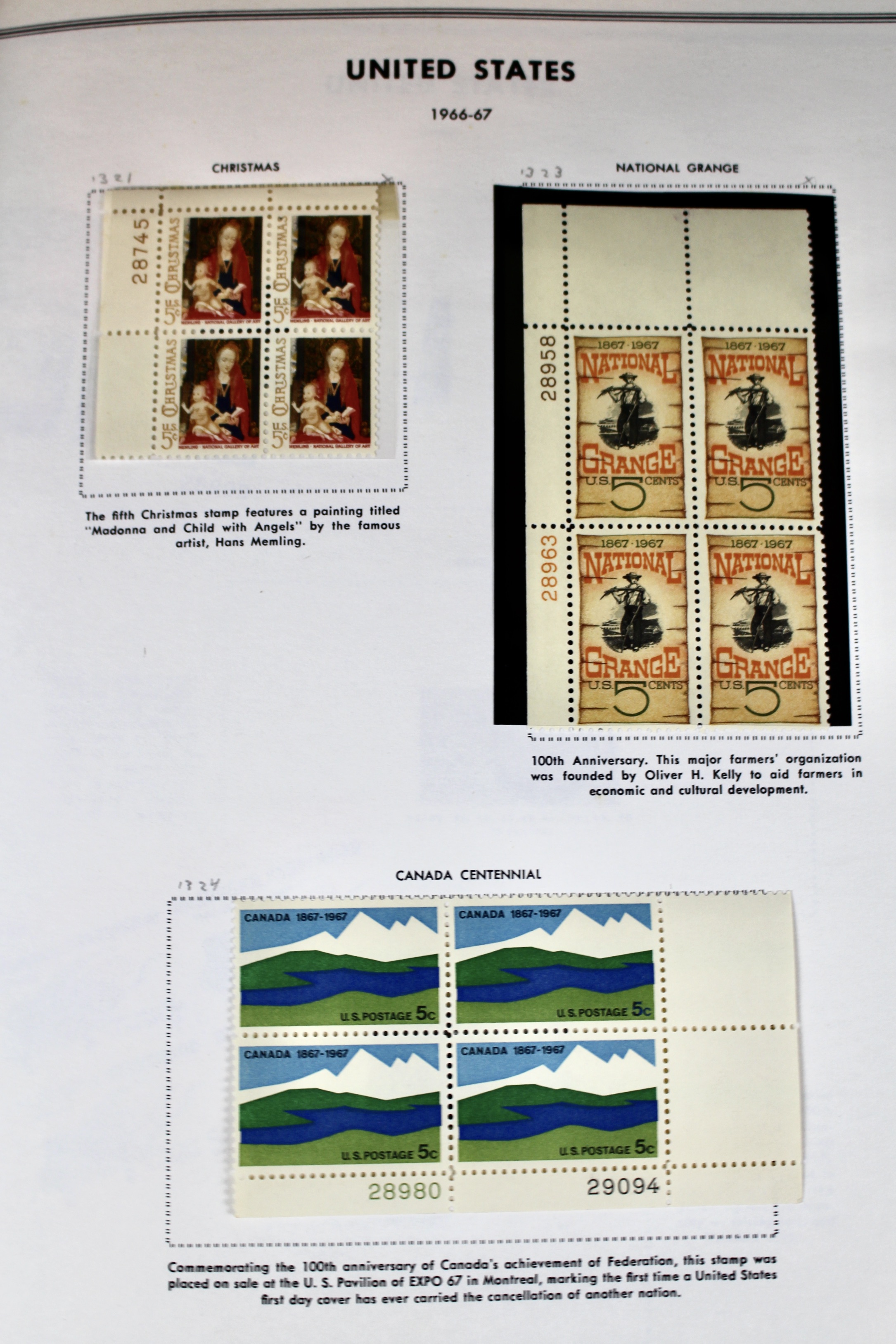 105 Different U.S. Postage Stamp Plate Blocks, 1966 to 1983