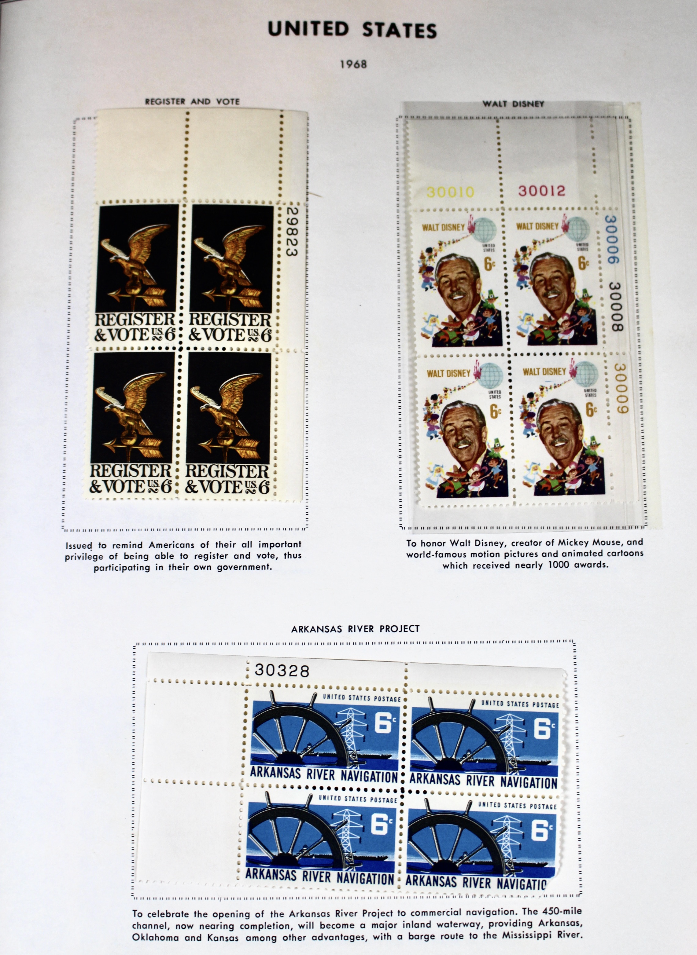 105 Different U.S. Postage Stamp Plate Blocks, 1966 to 1983