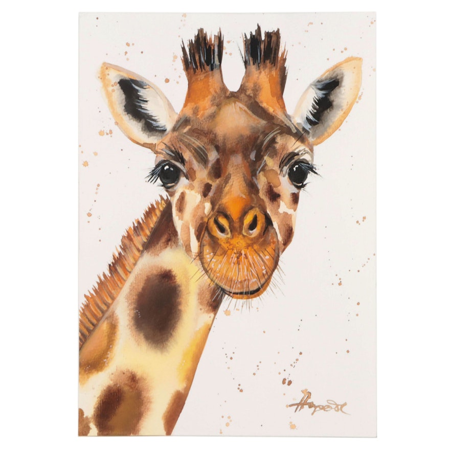 Anne Gorywine Watercolor Painting of Giraffe, 2022