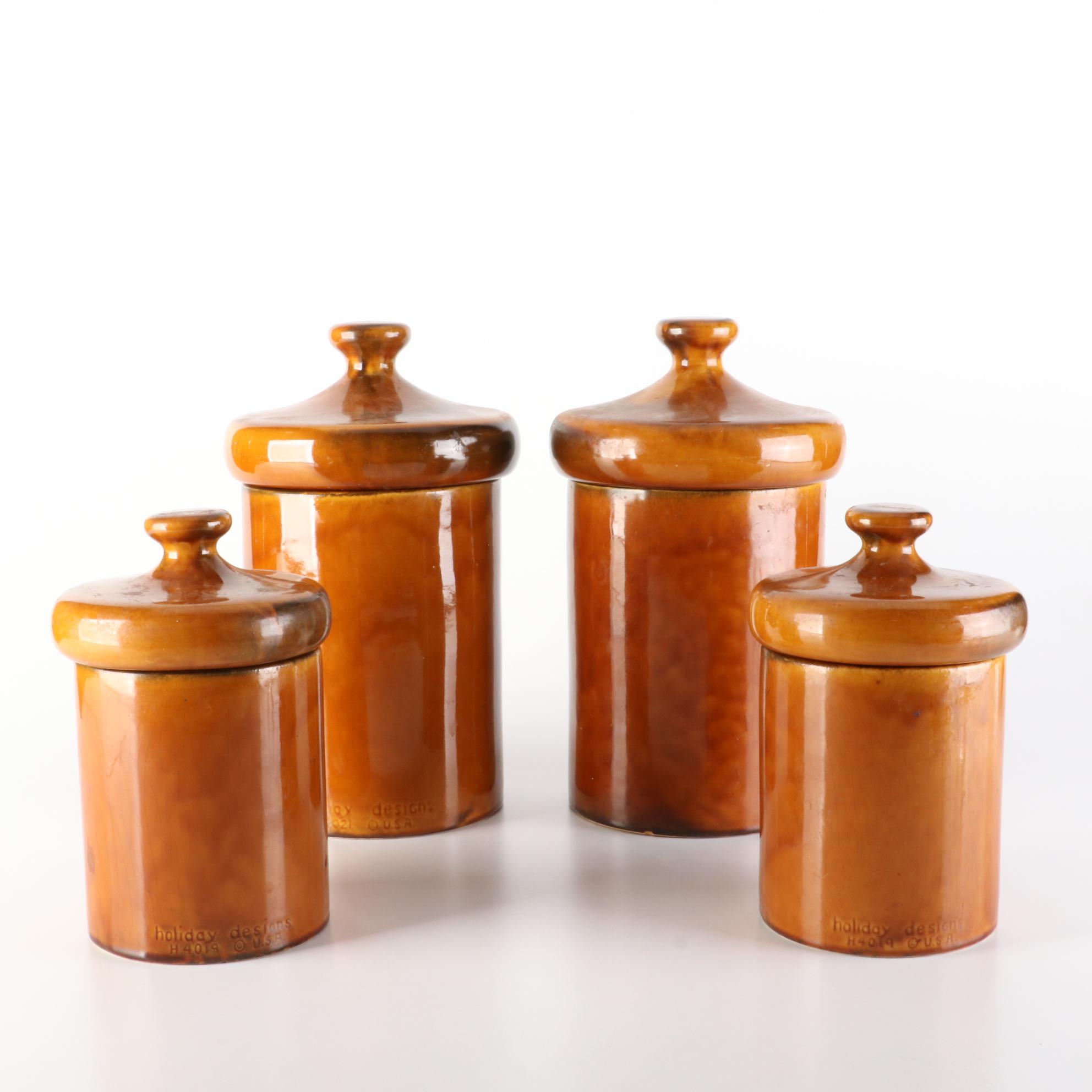 Holiday Designs Brown Glazed Ceramic Canister Set