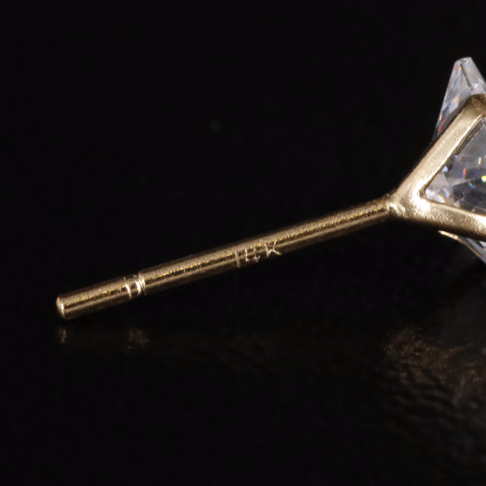 14K Cubic Zirconia Square Stud Earrings