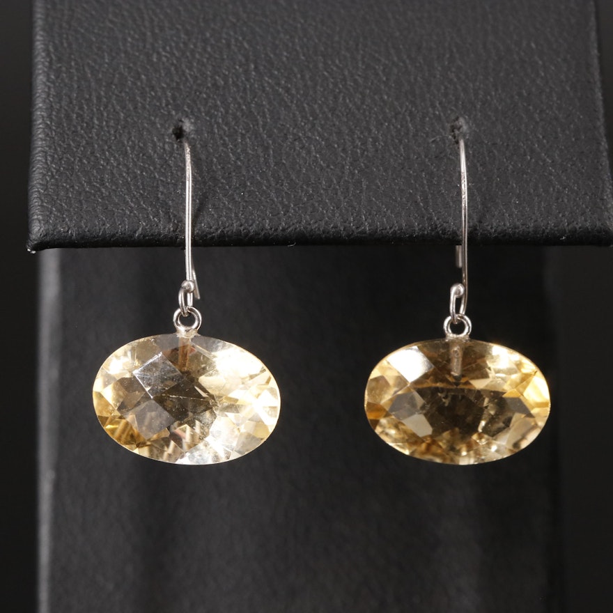 14K Citrine East-West Drop Earrings