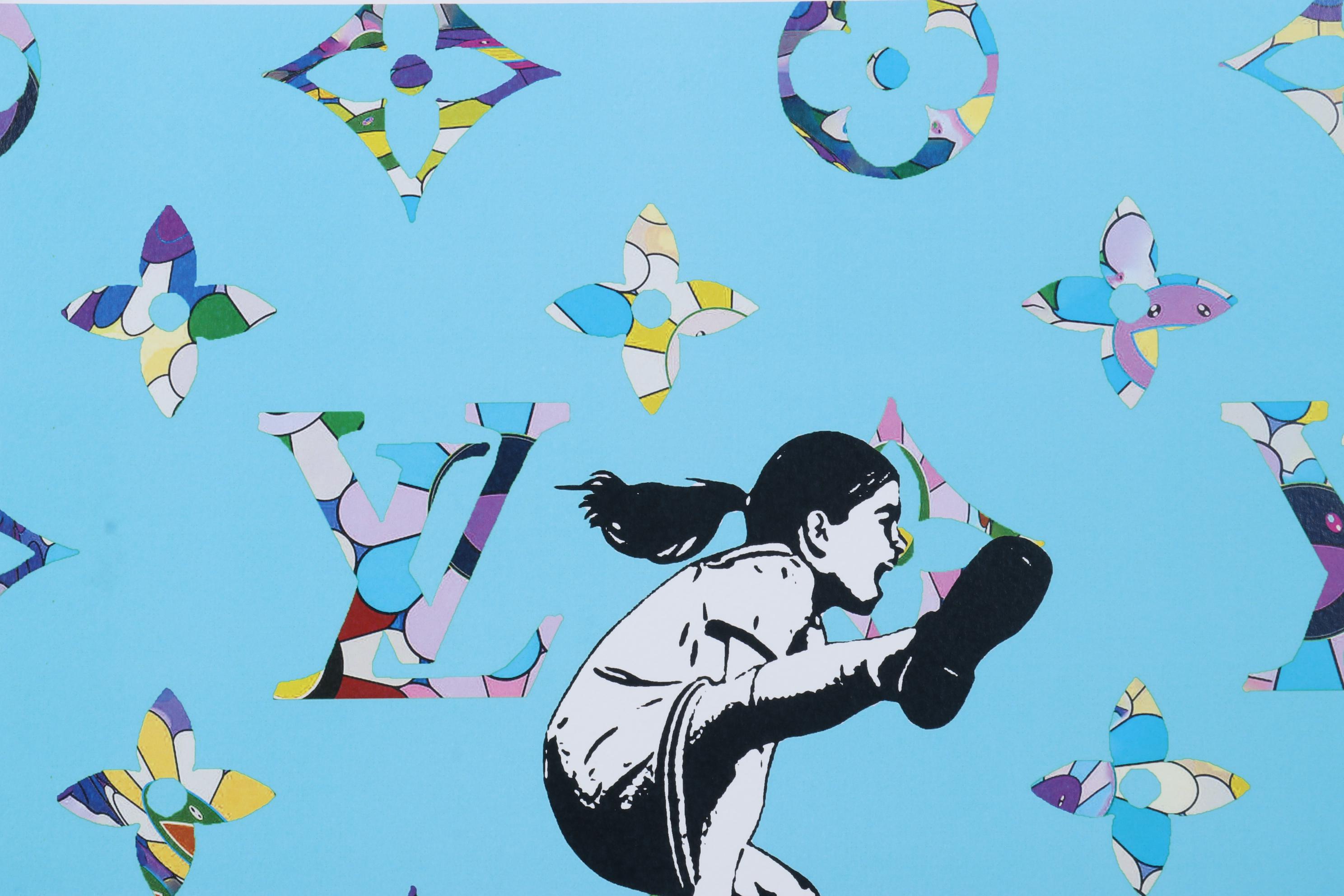 Death NYC Pop Art Graphic Print Girl Leapfrogs and Louis Vuitton