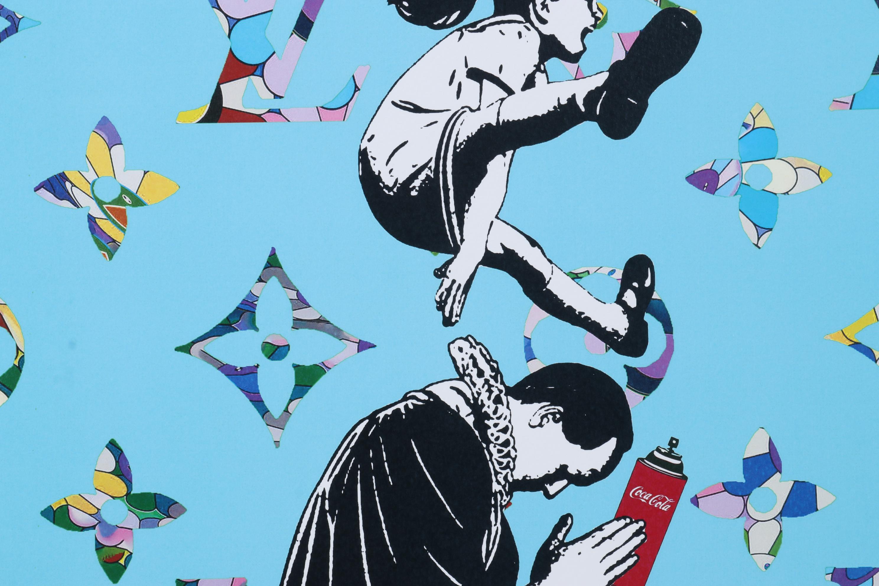 Death NYC Pop Art Graphic Print Girl Leapfrogs and Louis Vuitton