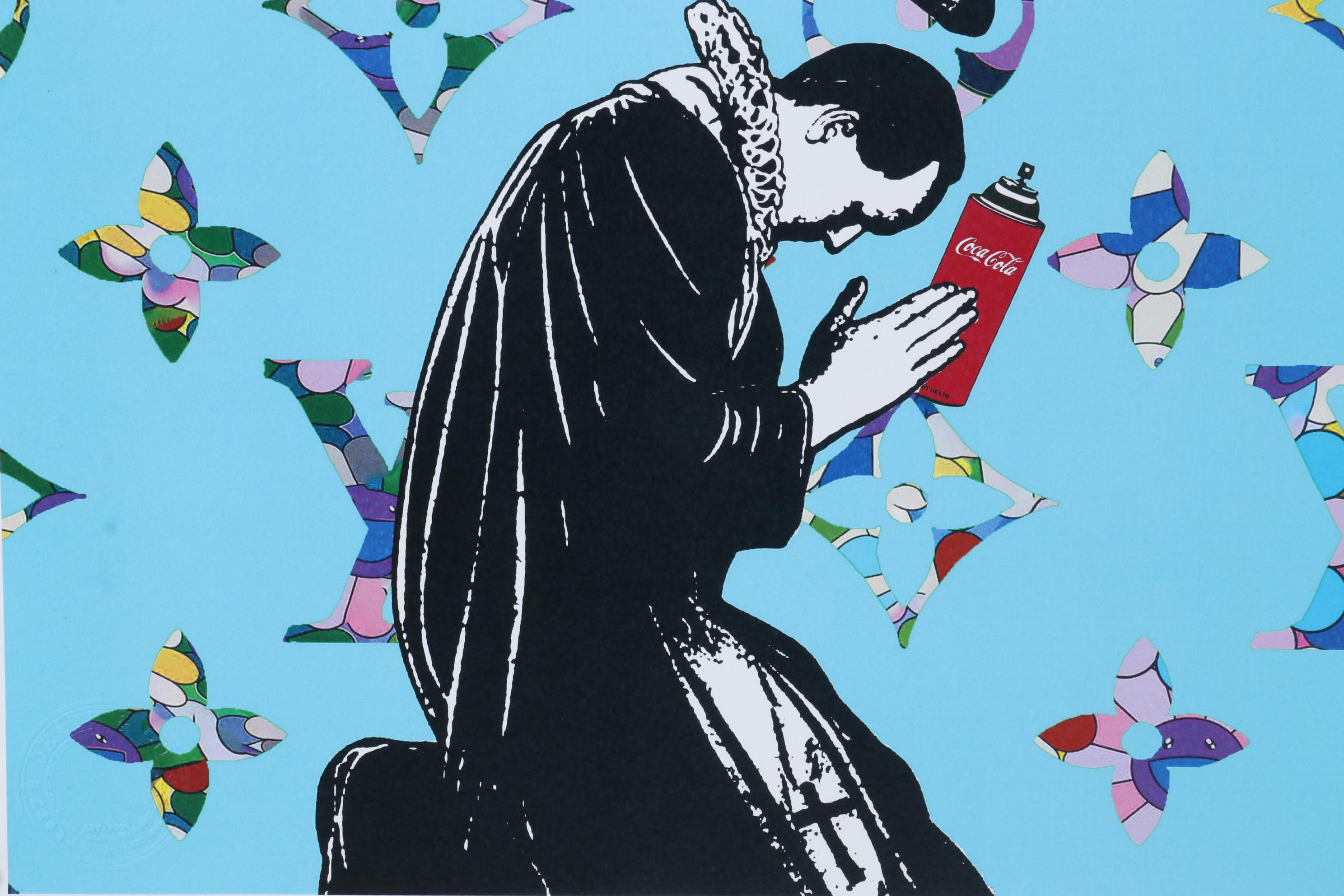 Death NYC Pop Art Graphic Print Girl Leapfrogs and Louis Vuitton