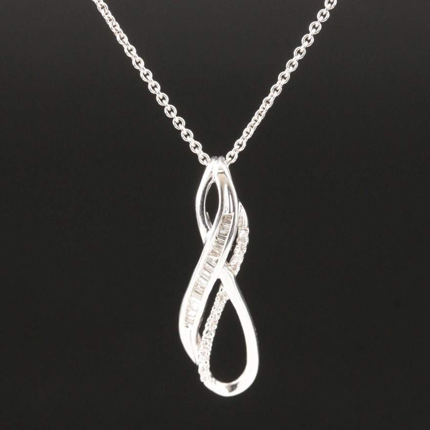 Sterling Diamond Infinity Pendant Necklace